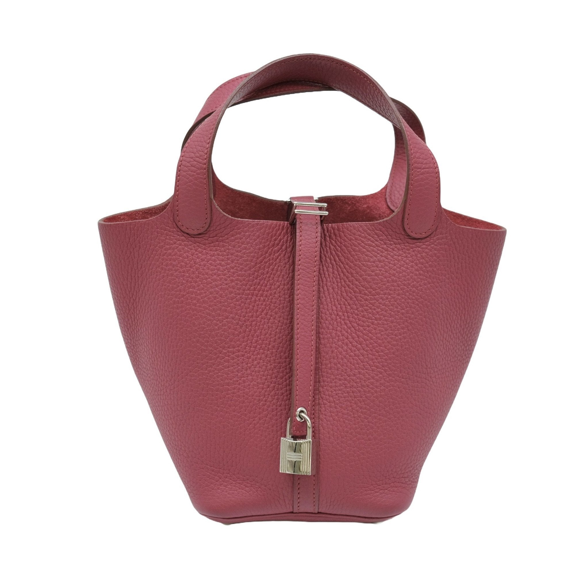 Hermes Rouge H Taurillon Clemence Leather Handbag Tote Bag (Pre-Owned)