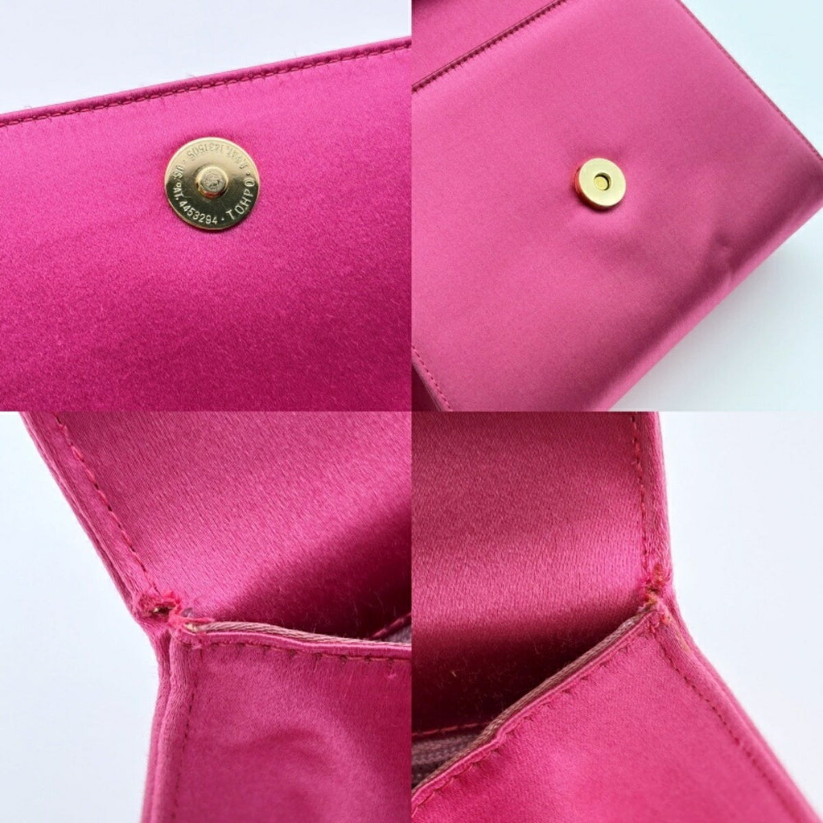 Gucci Gold Pink Bamboo Satin Handbag (Pre-Owned)
