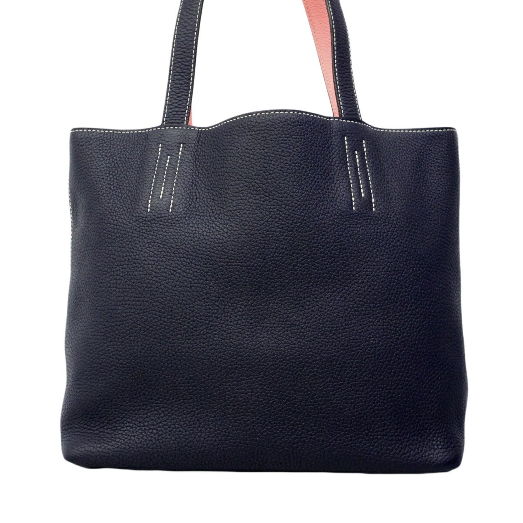 Hermes Blue Nuit Rose Azalee Taurillon Clemence Leather Tote Bag (Pre-Owned)