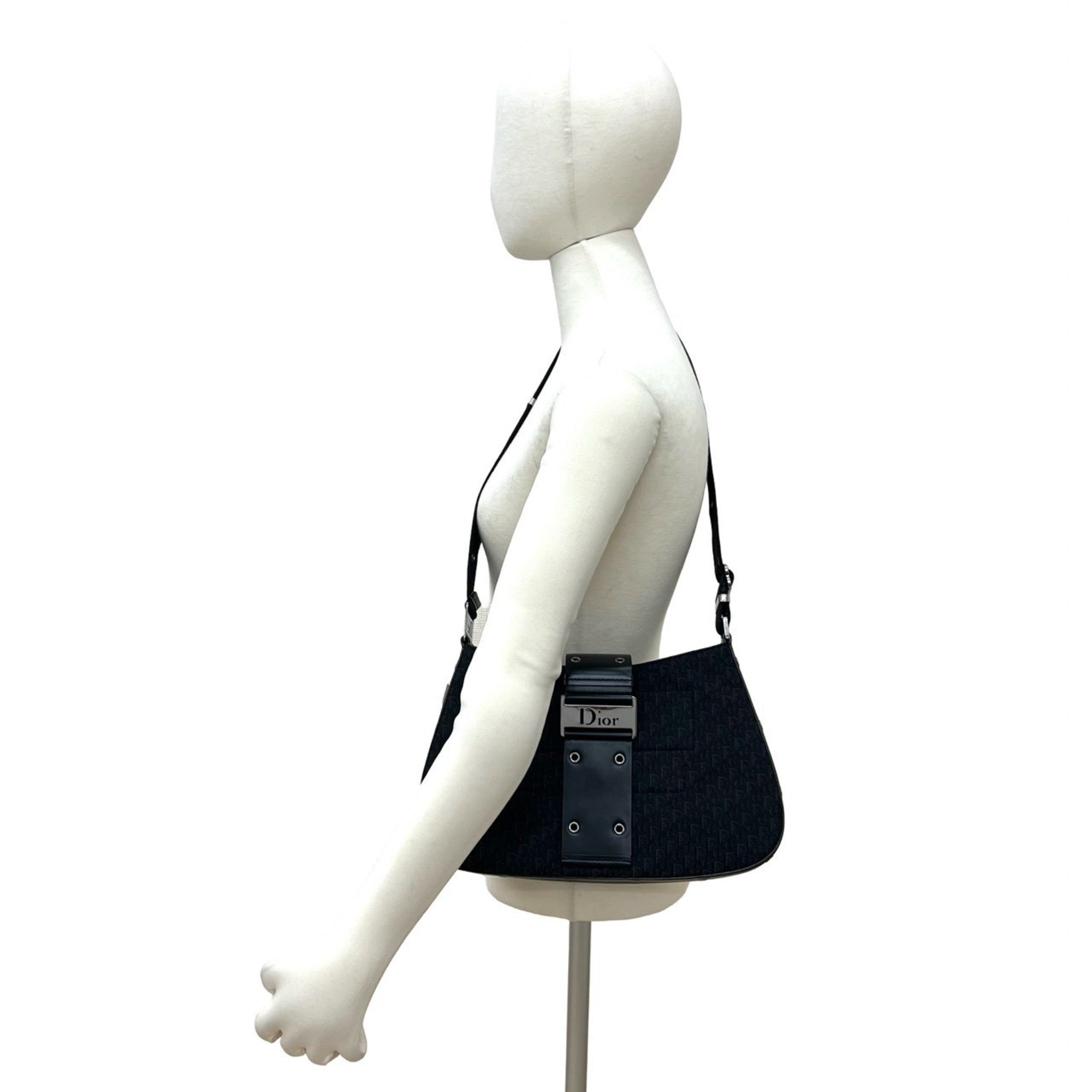 Christian Dior Black Canvas Leather Pochette Shoulder Bag (Pre-Owned)