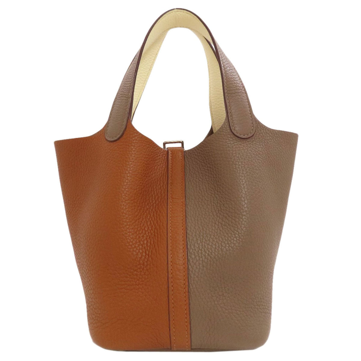 Hermes Picotin Cream Gold Grayish Taurillon Clemence Leather Handbag (Pre-Owned)