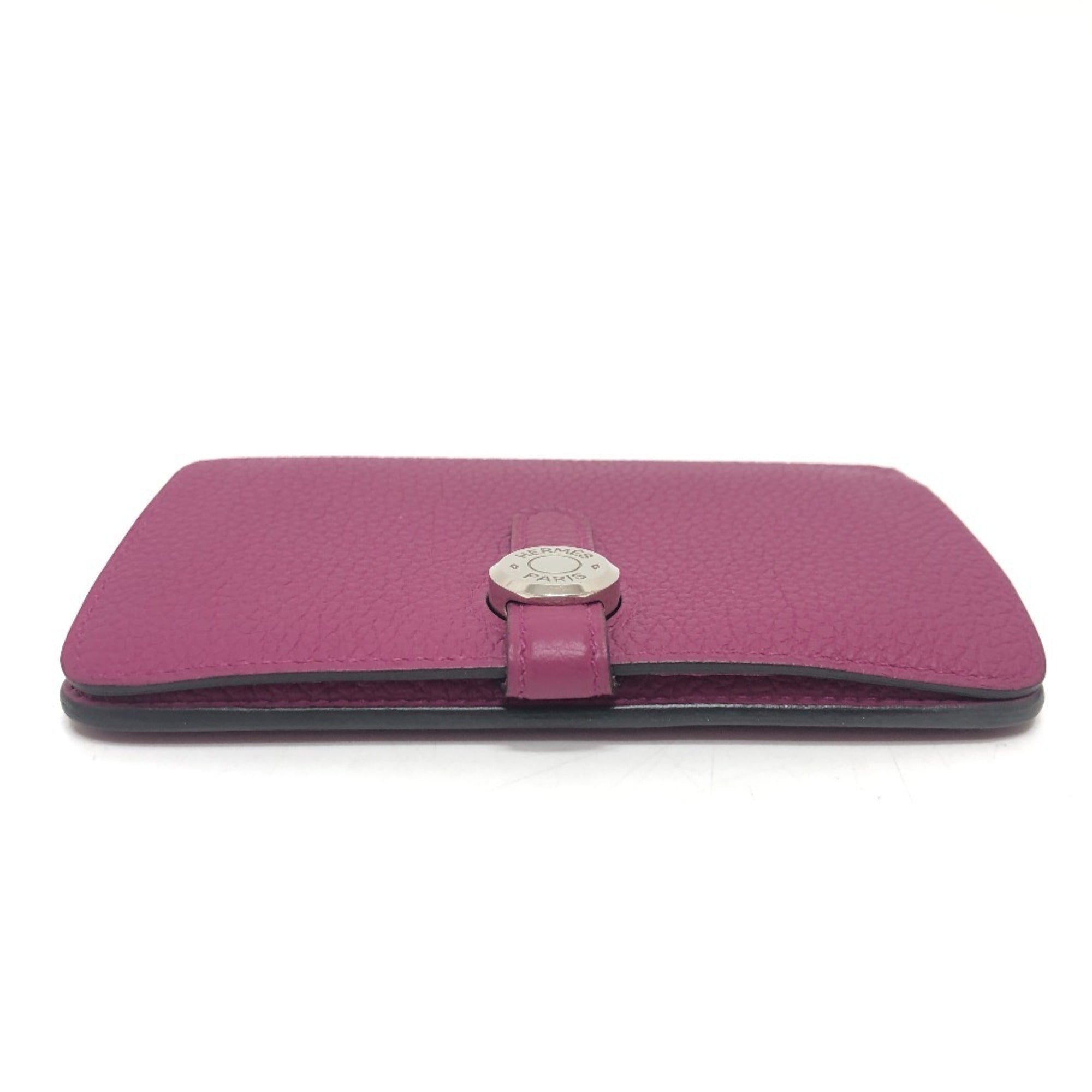 Hermes Rose Purple Taurillon Clemence Leather Card Wallet (Pre-Owned)