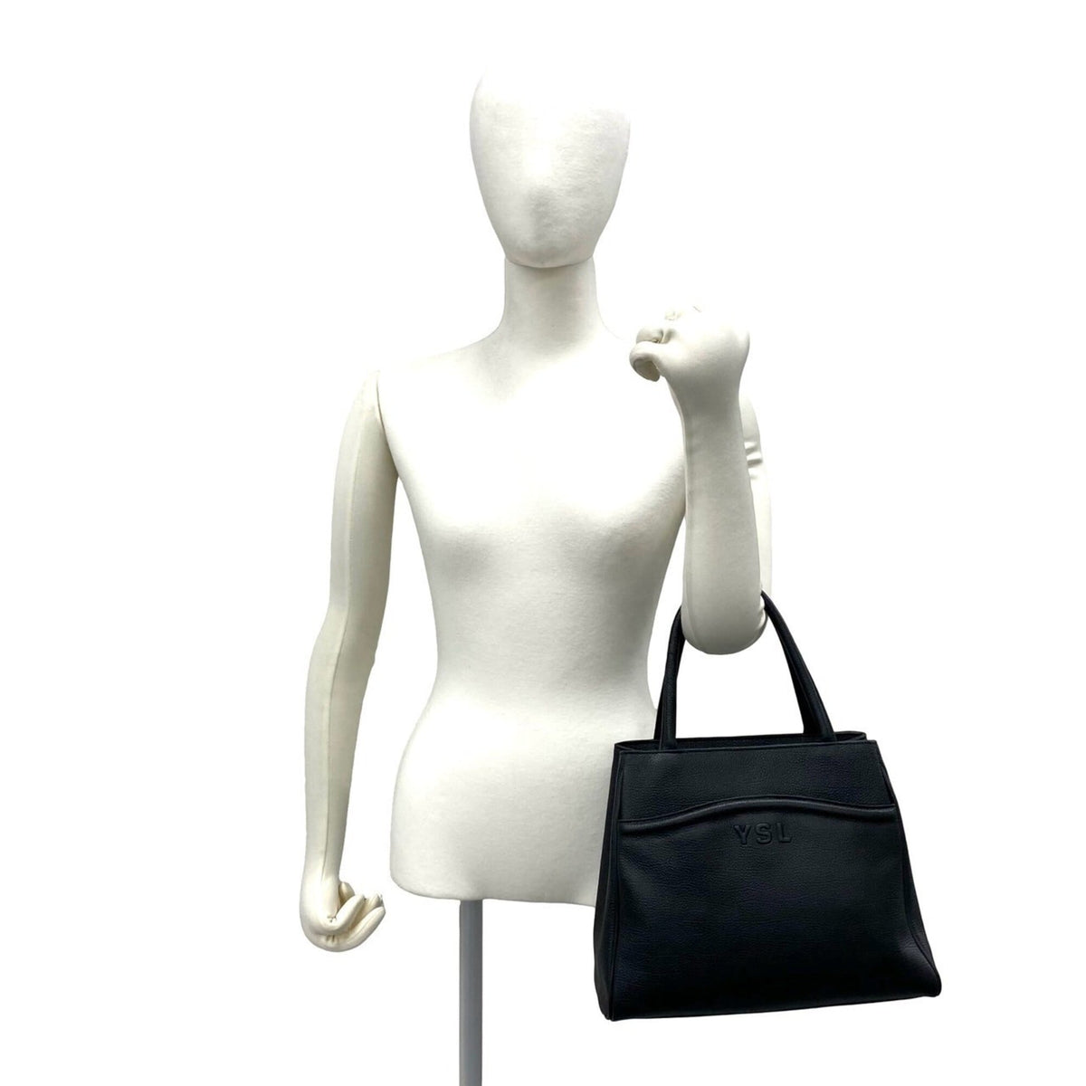Yves Saint Laurent Black Leather Handbag Tote Bag (Pre-Owned)