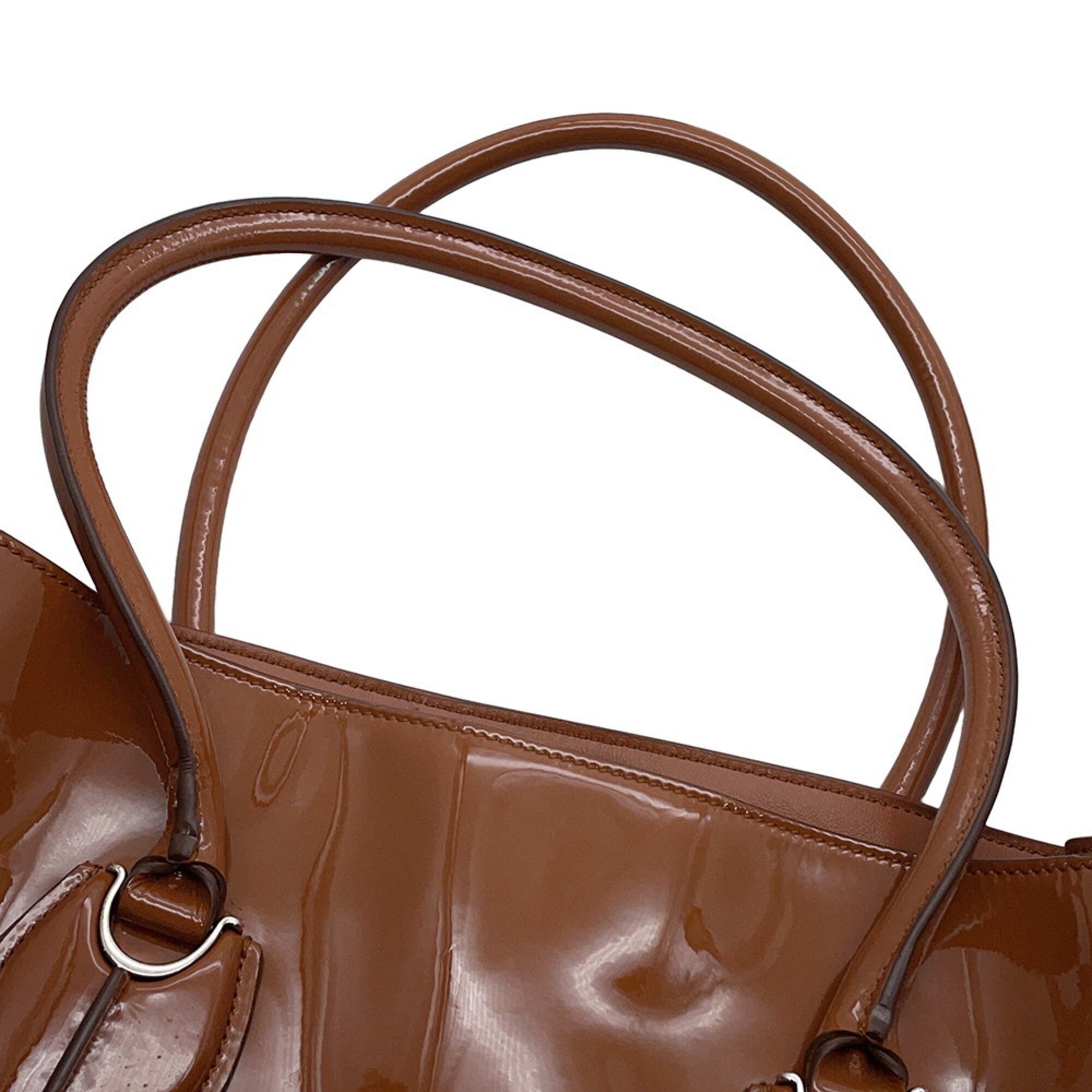 Tod's Brown Patent Leather Tote Bag (Pre-Owned)