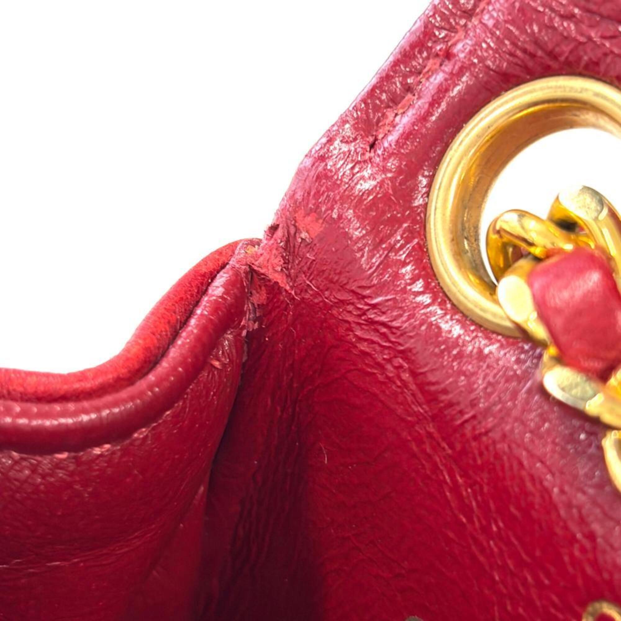 Chanel Matelasse Red Color Leather Handbag (Pre-Owned)