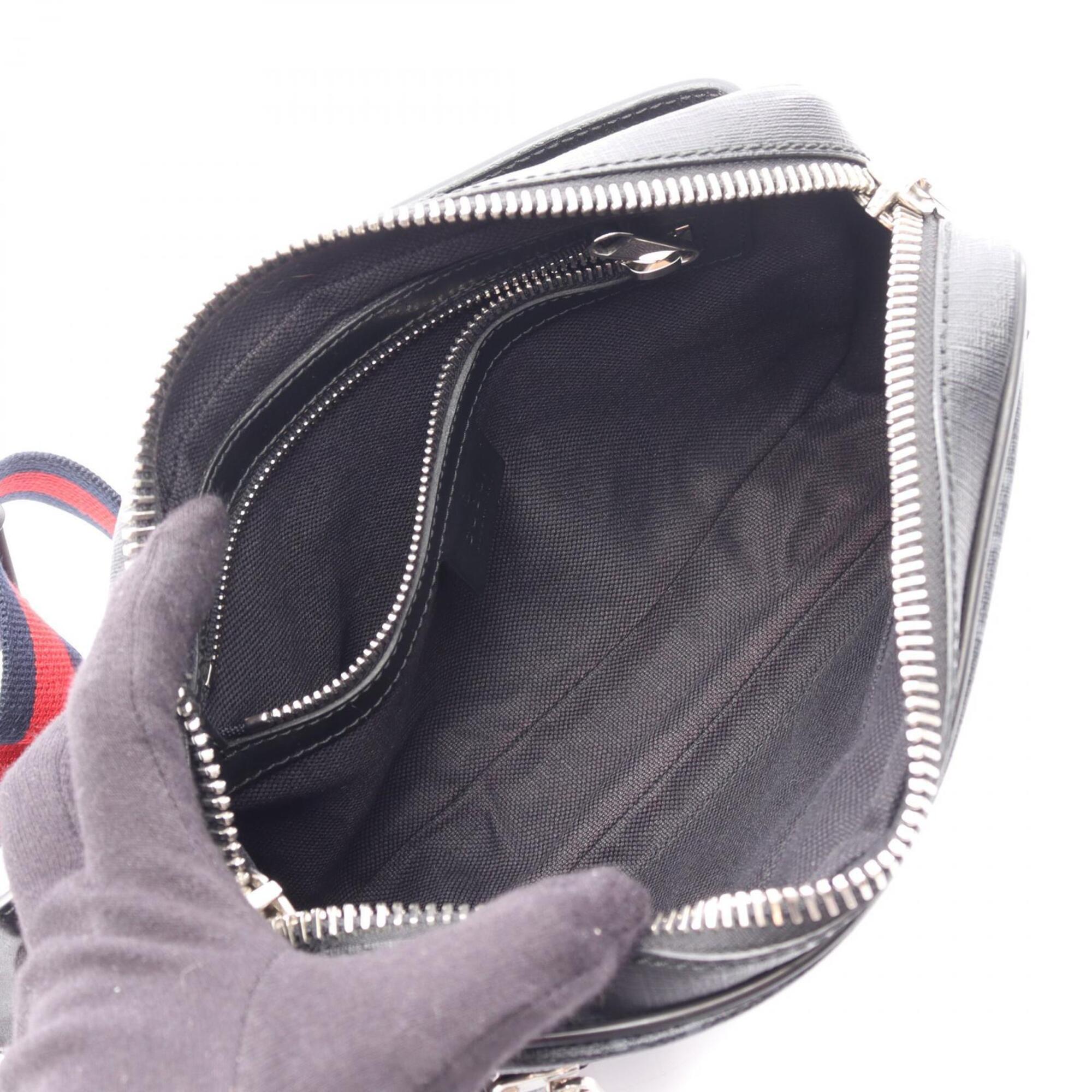 Gucci Black Gray Pvc Coated Canvas Leather Fanny Pack (Pre-Owned)