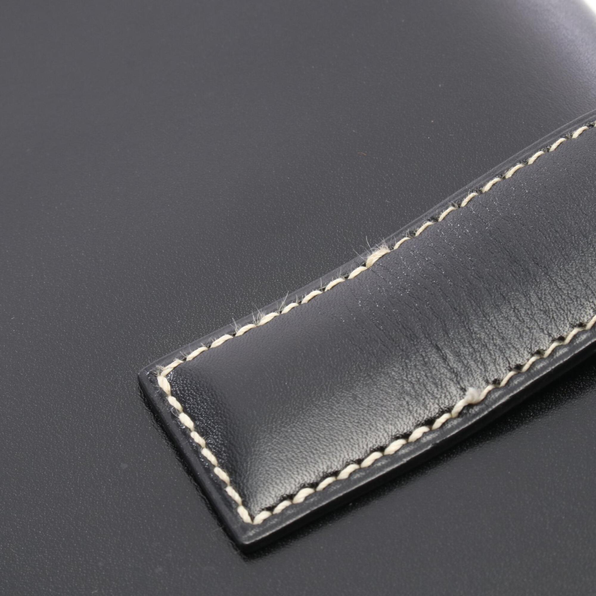 Hermes Black Box Calf Leather Clutch Bag Handbag (Pre-Owned)