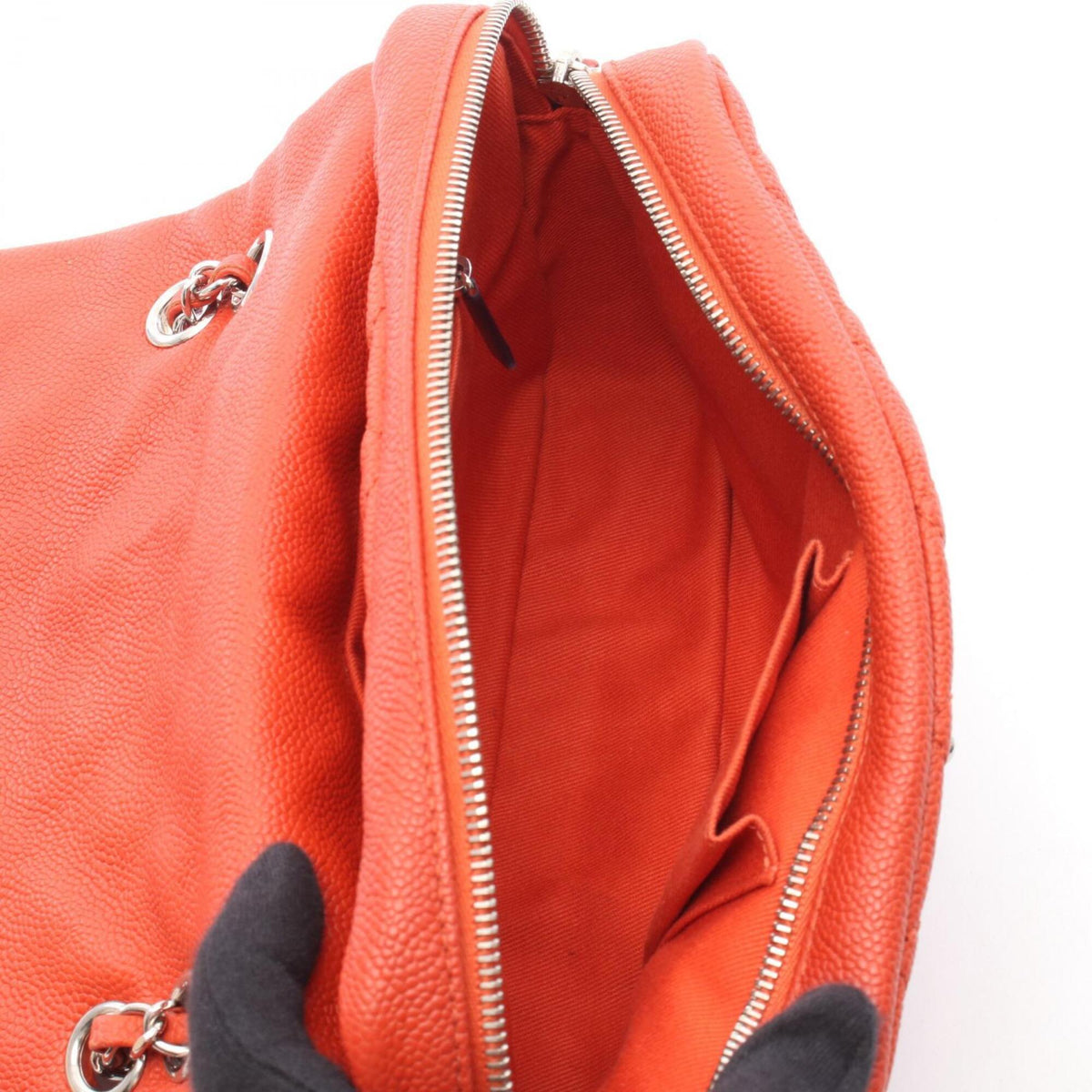 Chanel Red Color Grained Calfskin Handbag Shoulder Bag (Pre-Owned)