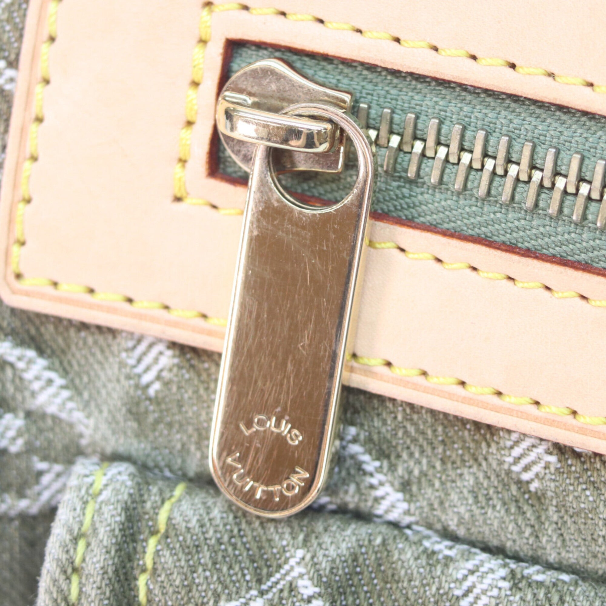 Louis Vuitton Khaki Monogram Denim Handbag (Pre-Owned)