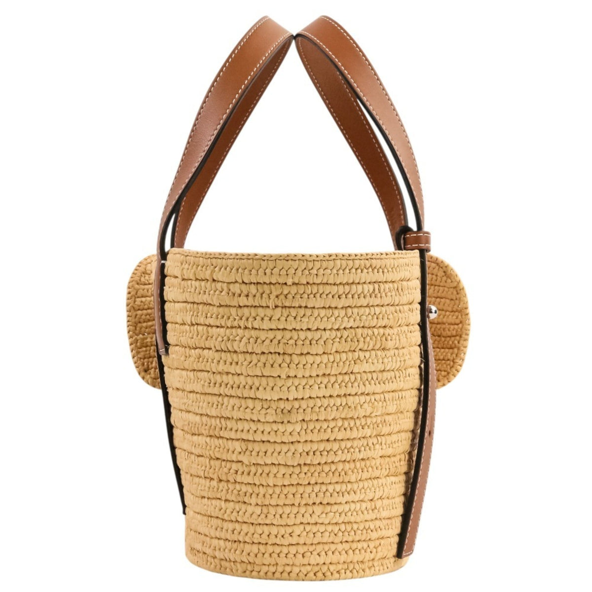 Loewe Brown Raffia Leather Basket Handbag Tote Bag (Pre-Owned)