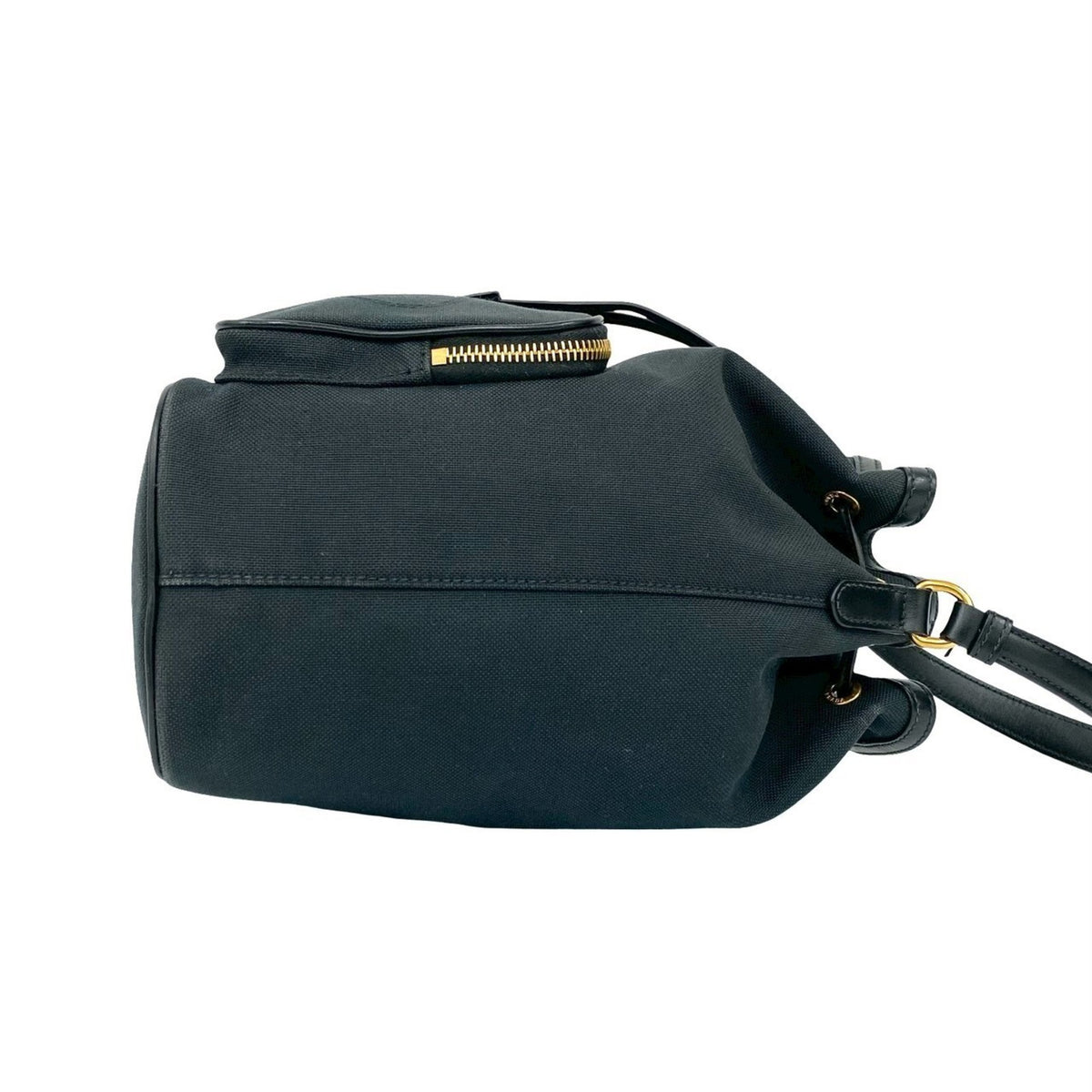 Prada Black Canvas Leather Handbag Shoulder Bag (Pre-Owned)