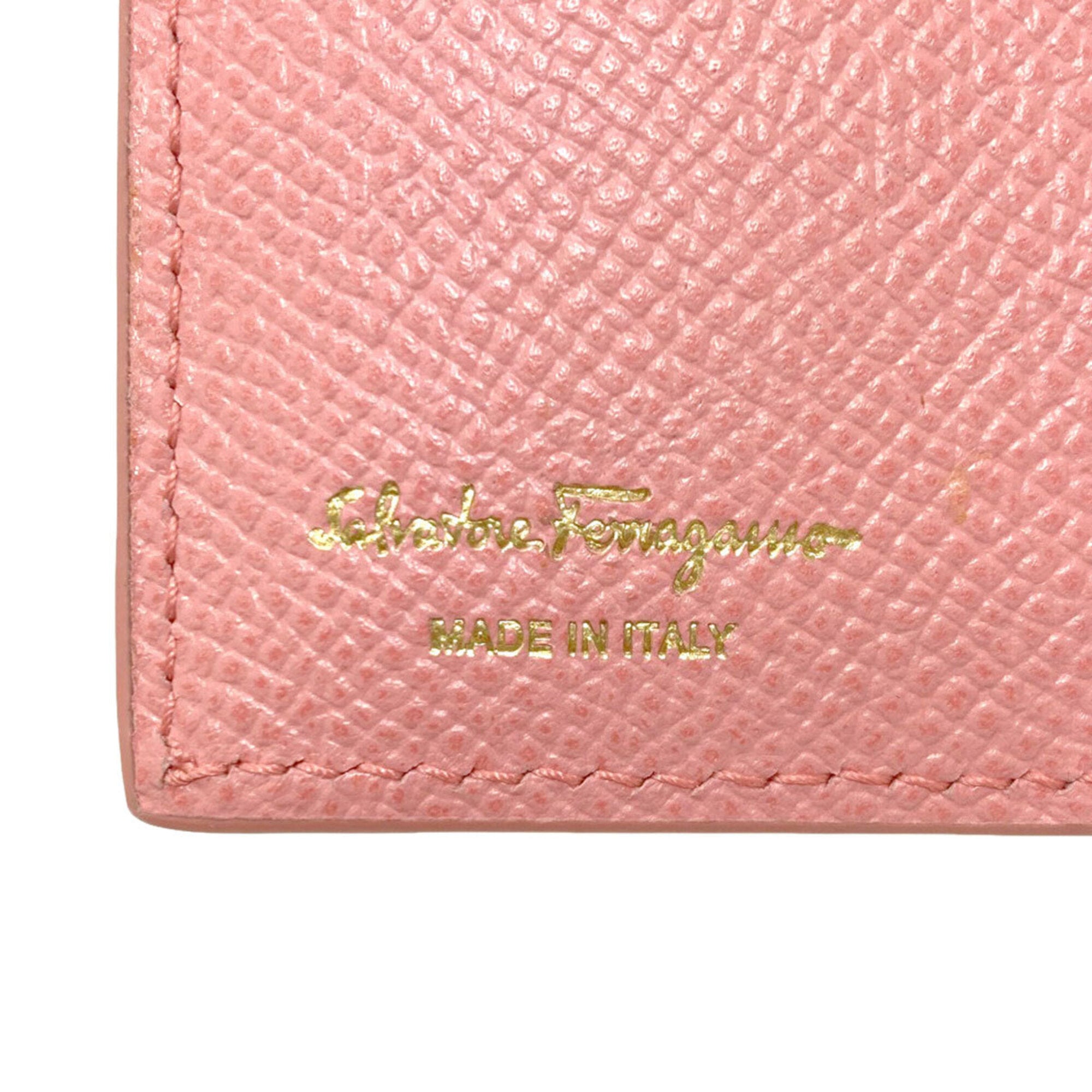 Salvatore Ferragamo Gancini Pink Leather Wallet (Bi-Fold) (Pre-Owned)