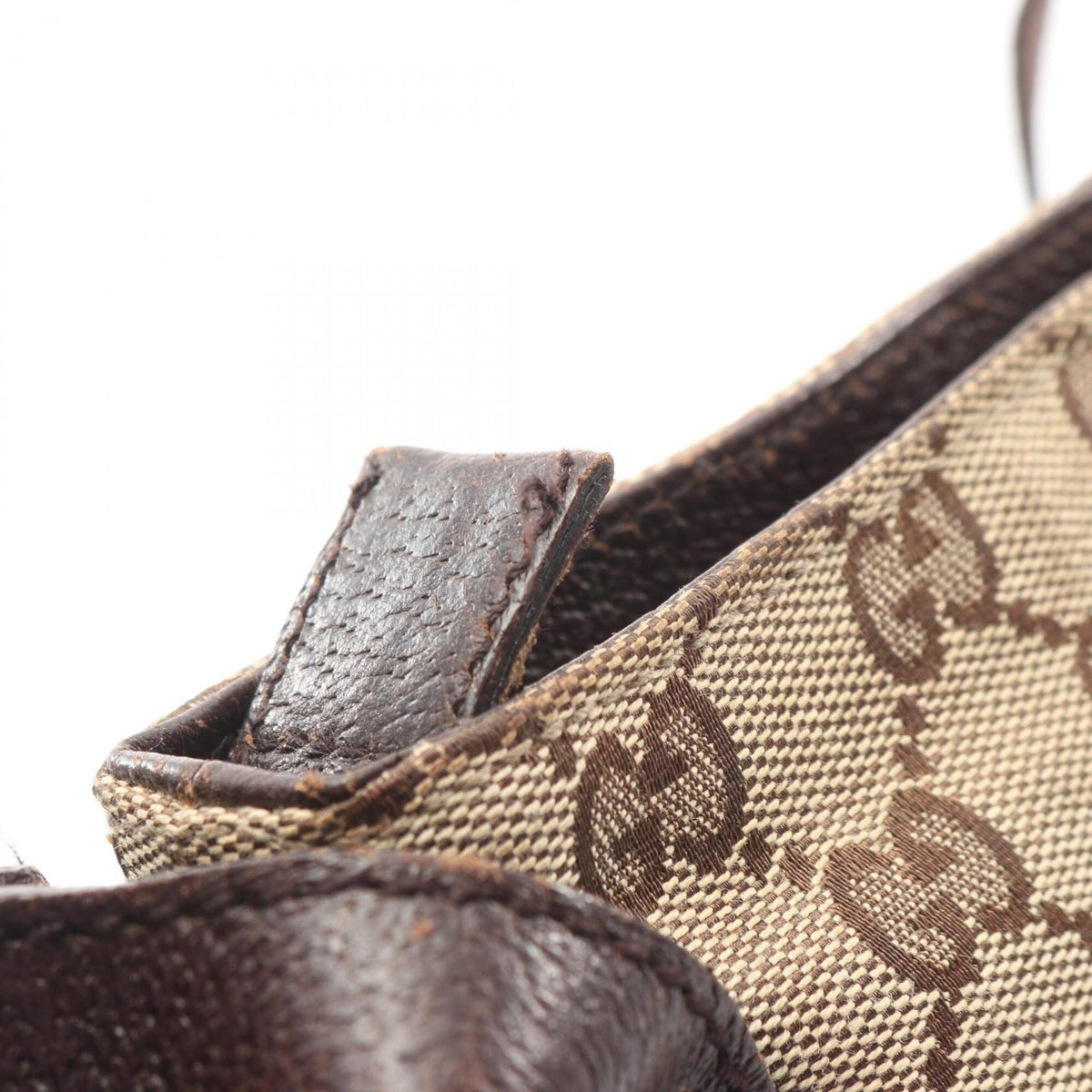 Gucci Beige Brown Canvas Handbag Shoulder Bag (Pre-Owned)