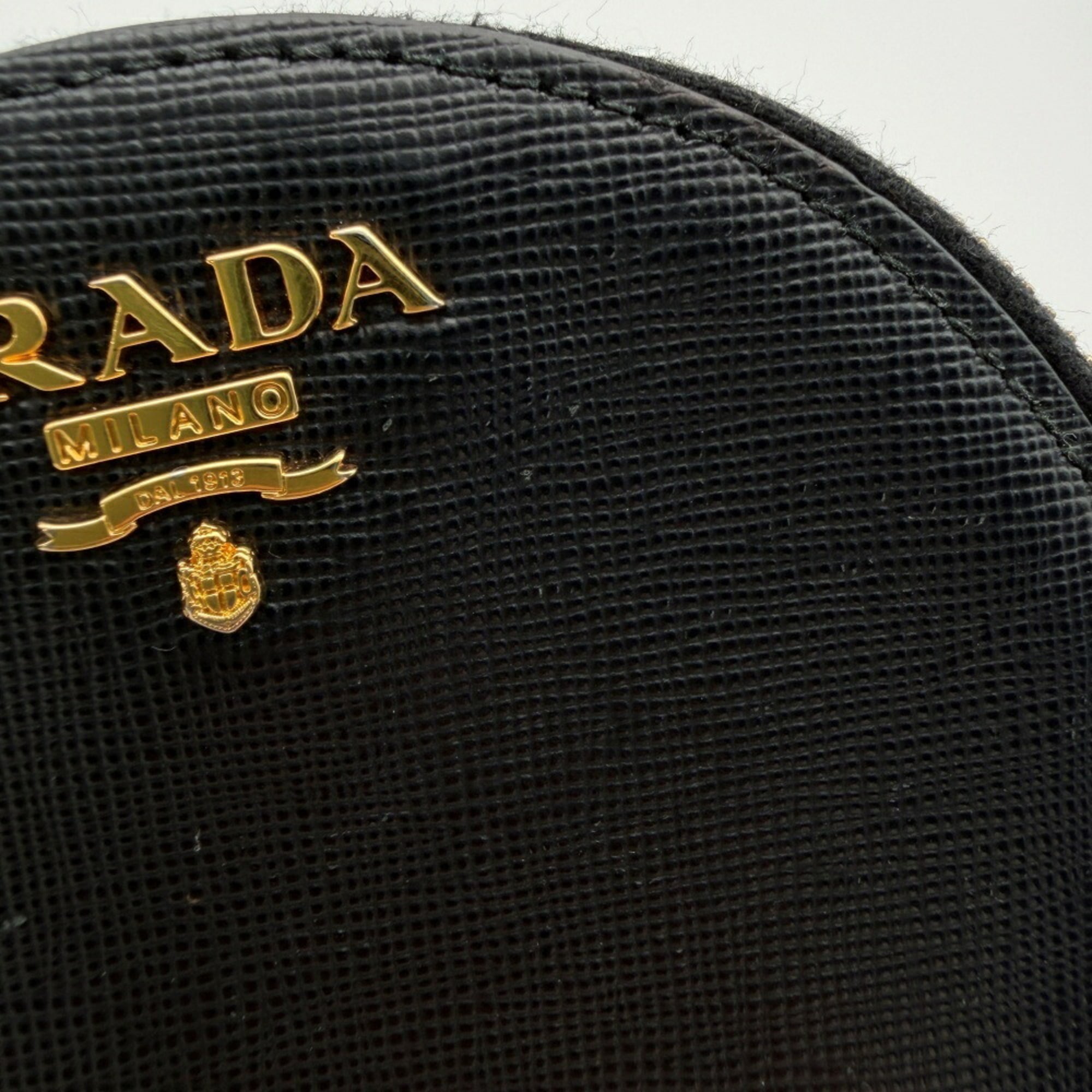 Prada Saffiano Black Nappa Leather Saffiano Coin Purse/Coin Case (Pre-Owned)