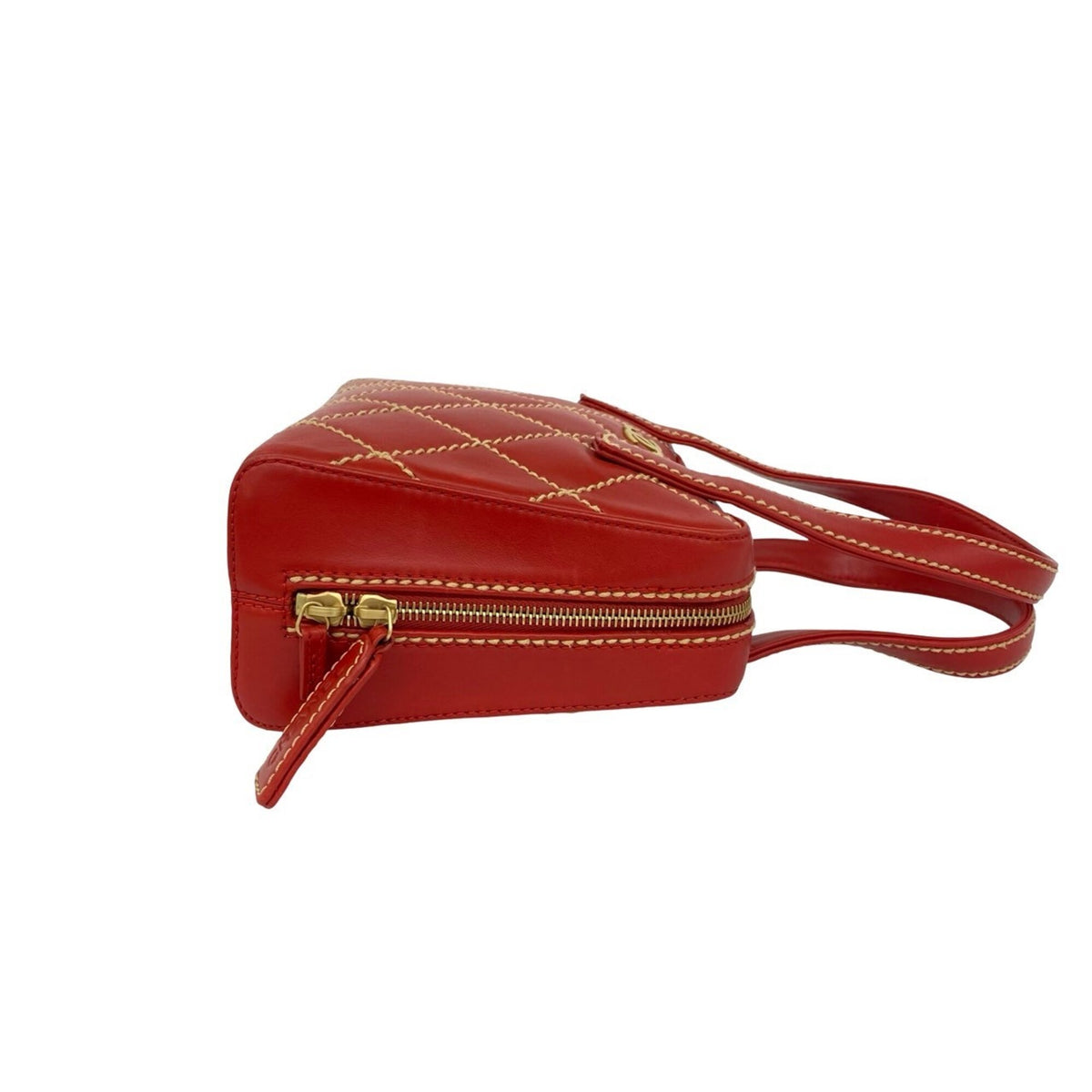 Chanel Red Color Leather Handbag Pouch Tote Bag (Pre-Owned)