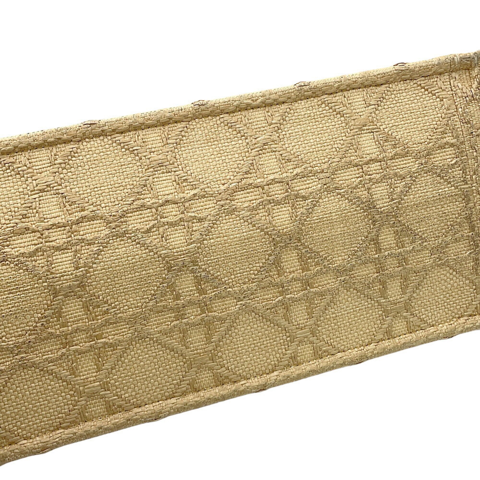 Christian Dior Beige Black Raffia Tote Bag (Pre-Owned)