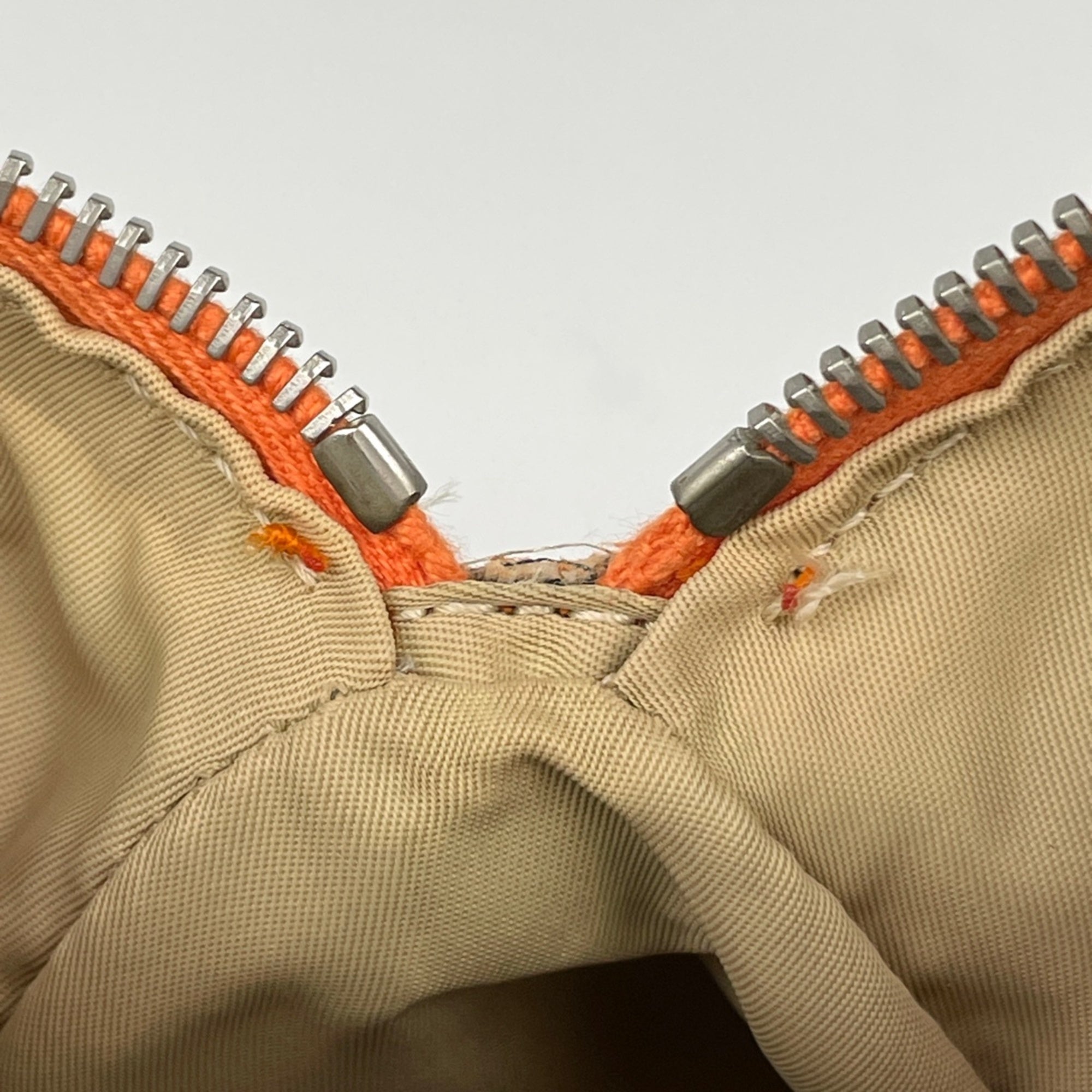 Christian Dior Beige Orange Canvas Leather Handbag (Pre-Owned)