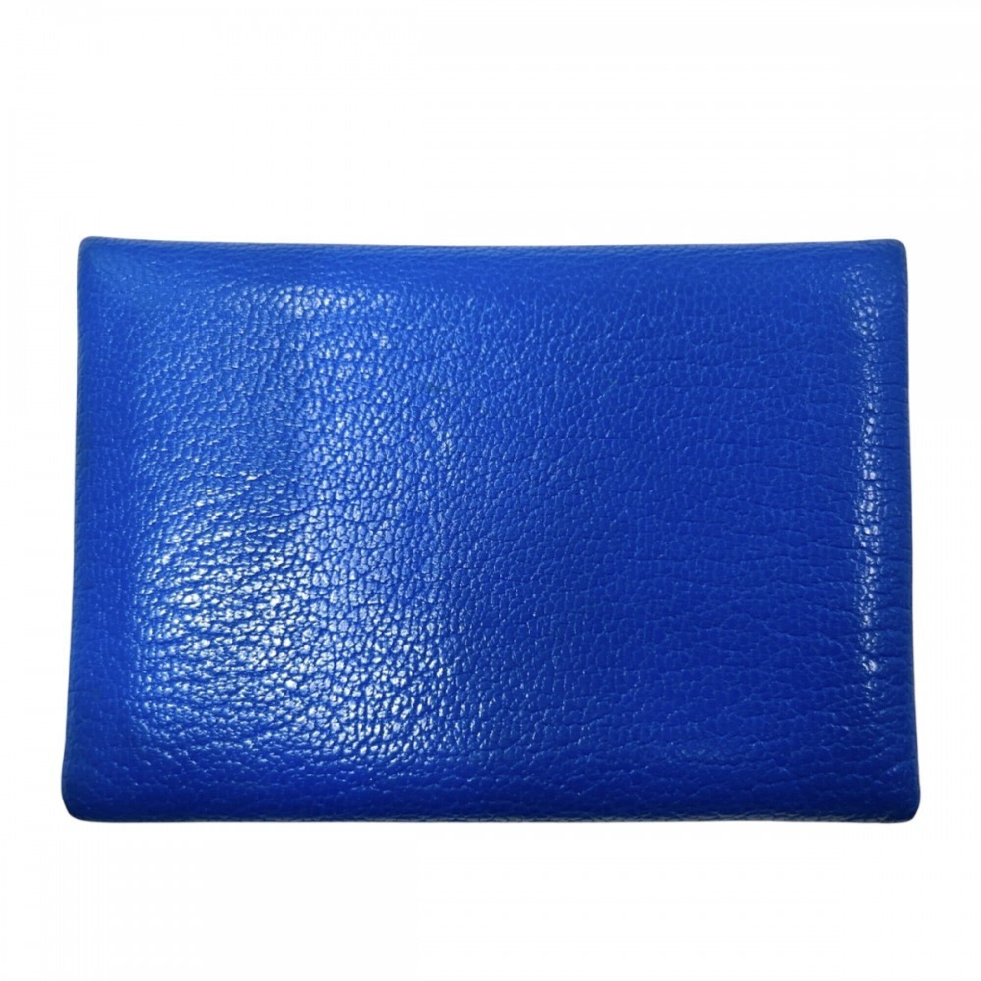 Hermes Blue Chevre Leather Coin Purse/Coin Case (Pre-Owned)