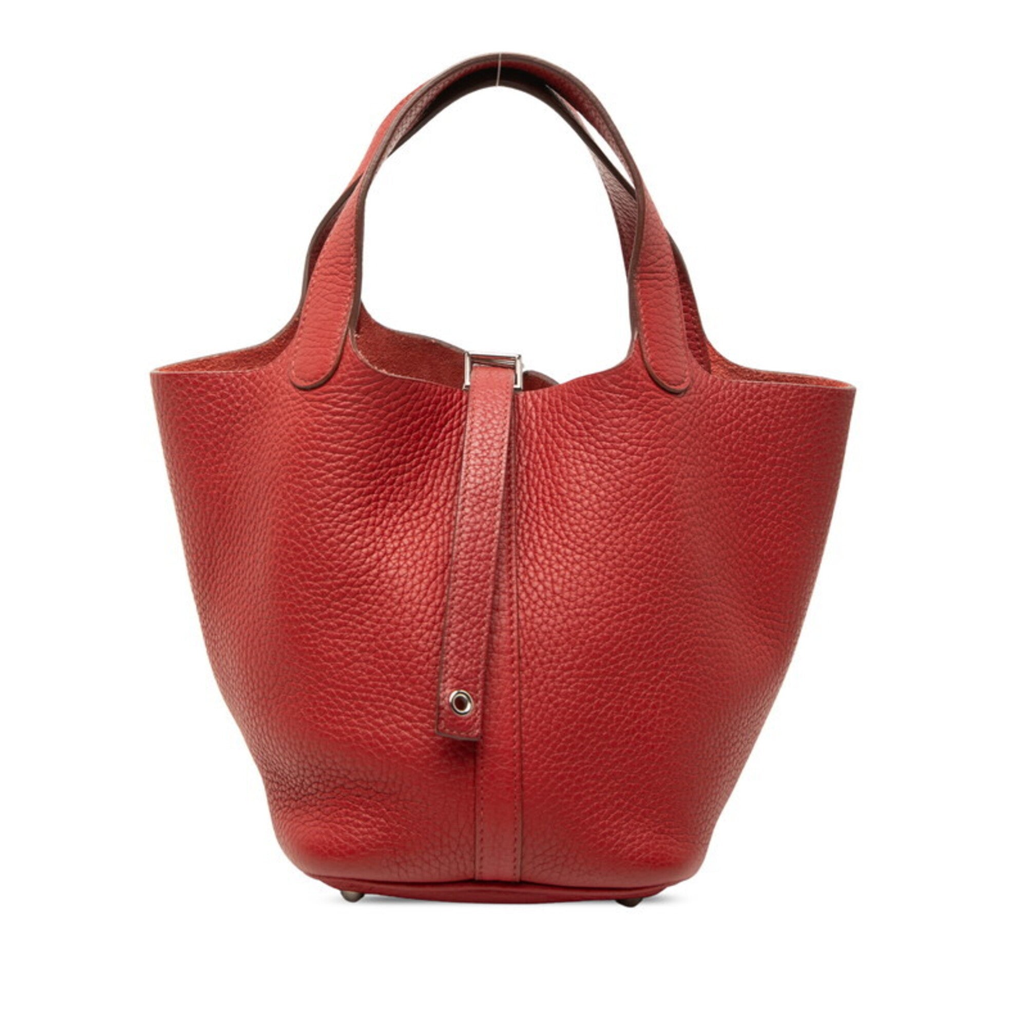 Hermes Red Color Taurillon Clemence Leather Handbag (Pre-Owned)