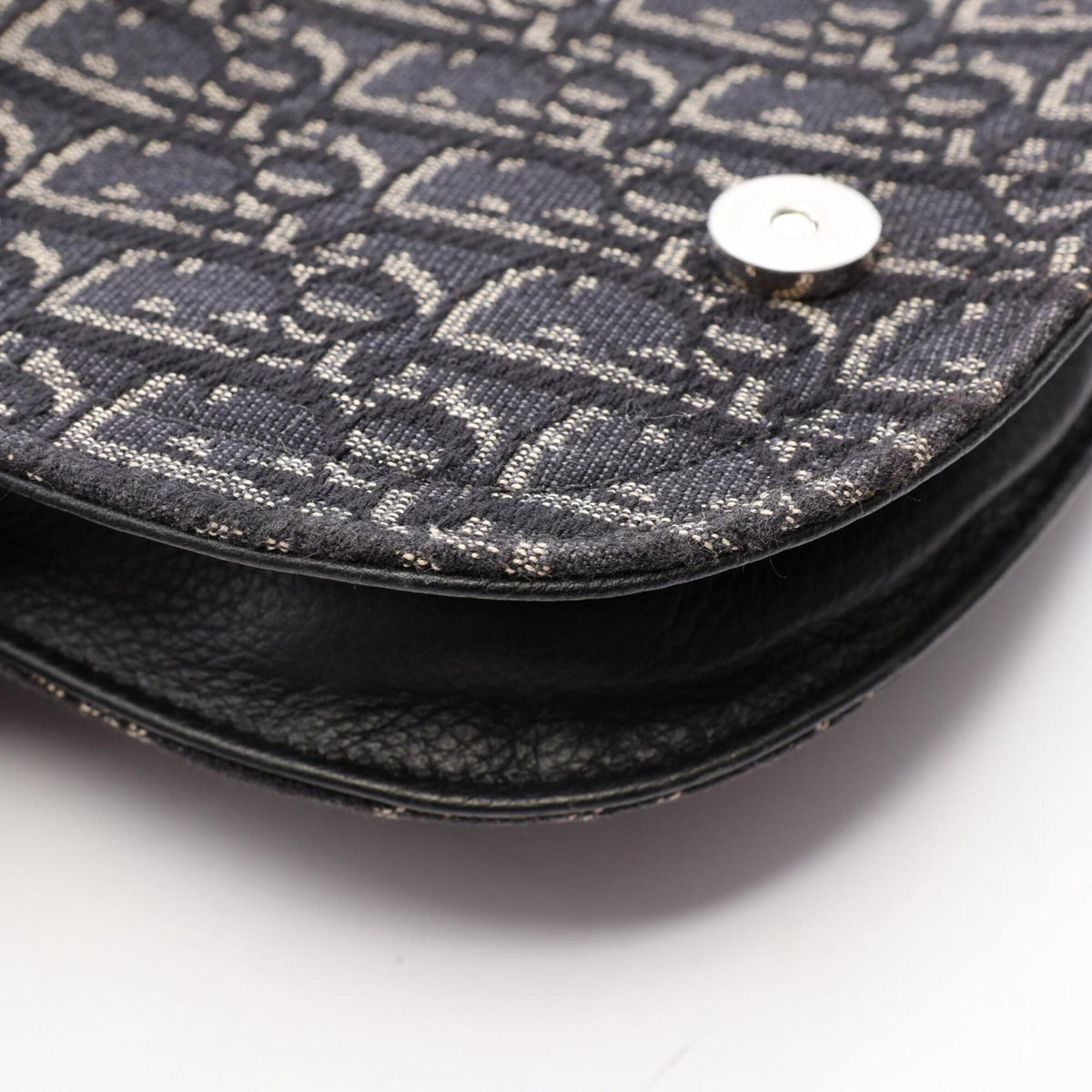 Christian Dior Black Canvas Leather Handbag Saddle Bag Shoulder Bag (Pre-Owned)