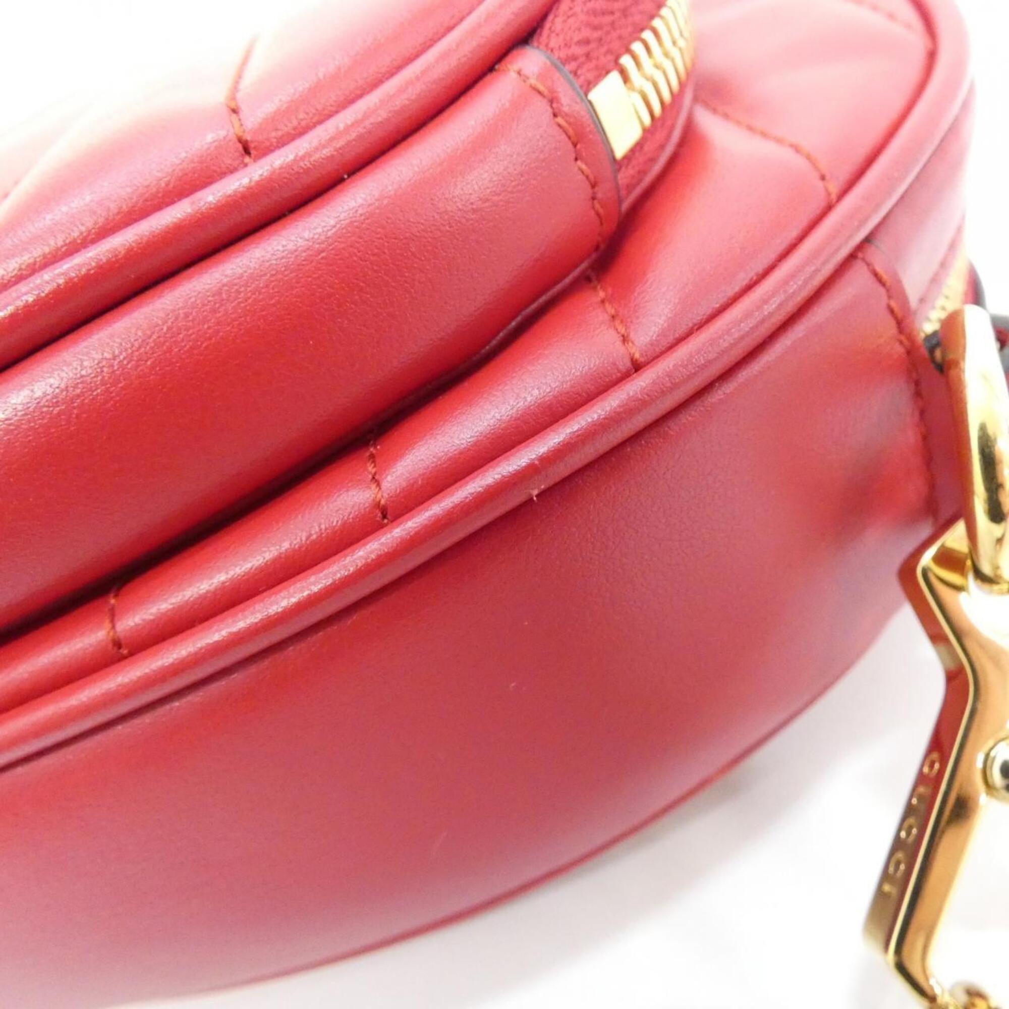 Gucci Red Color Leather Shoulder Bag (Pre-Owned)