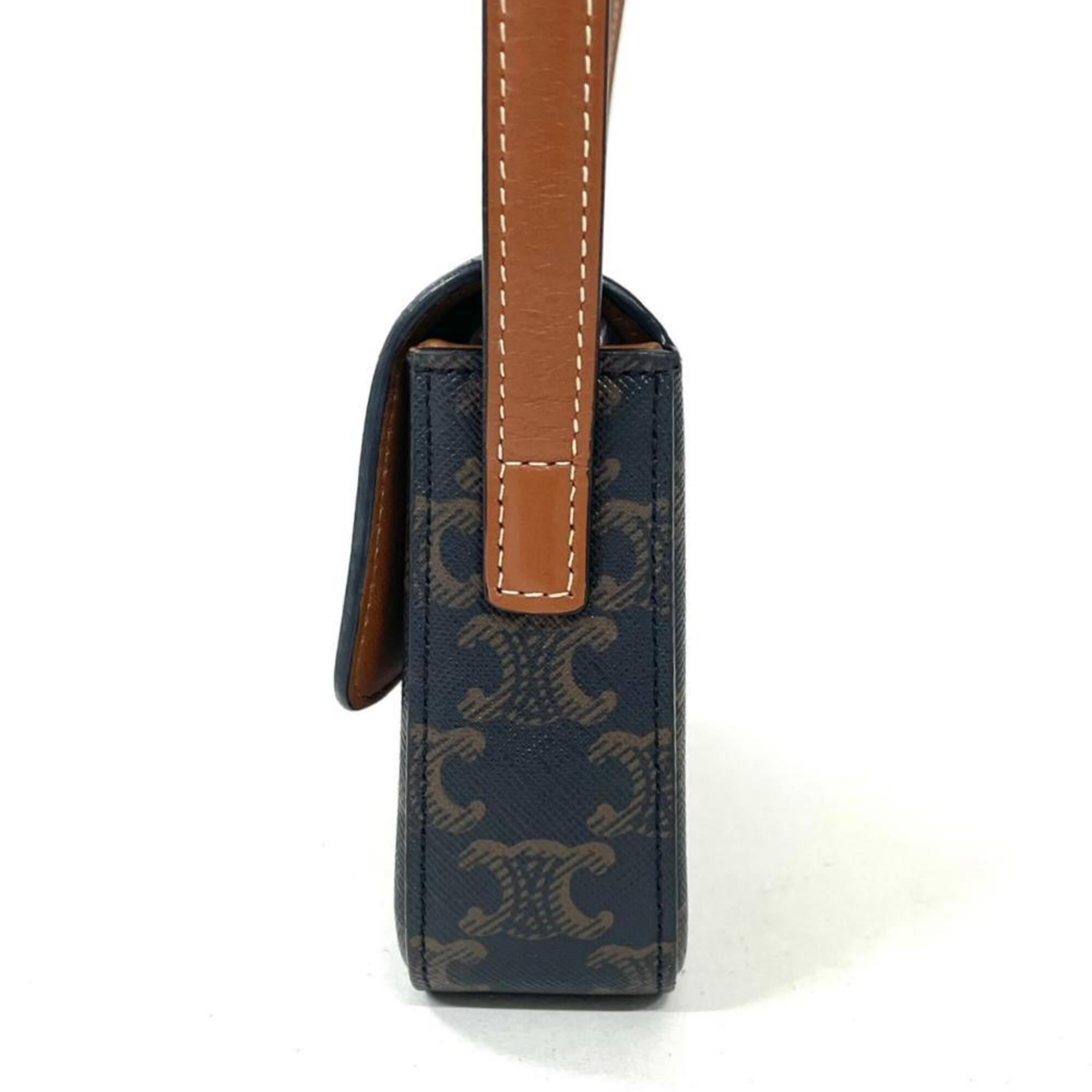 Celine Brown Coated Canvas Leather Shoulder Bag (Pre-Owned)