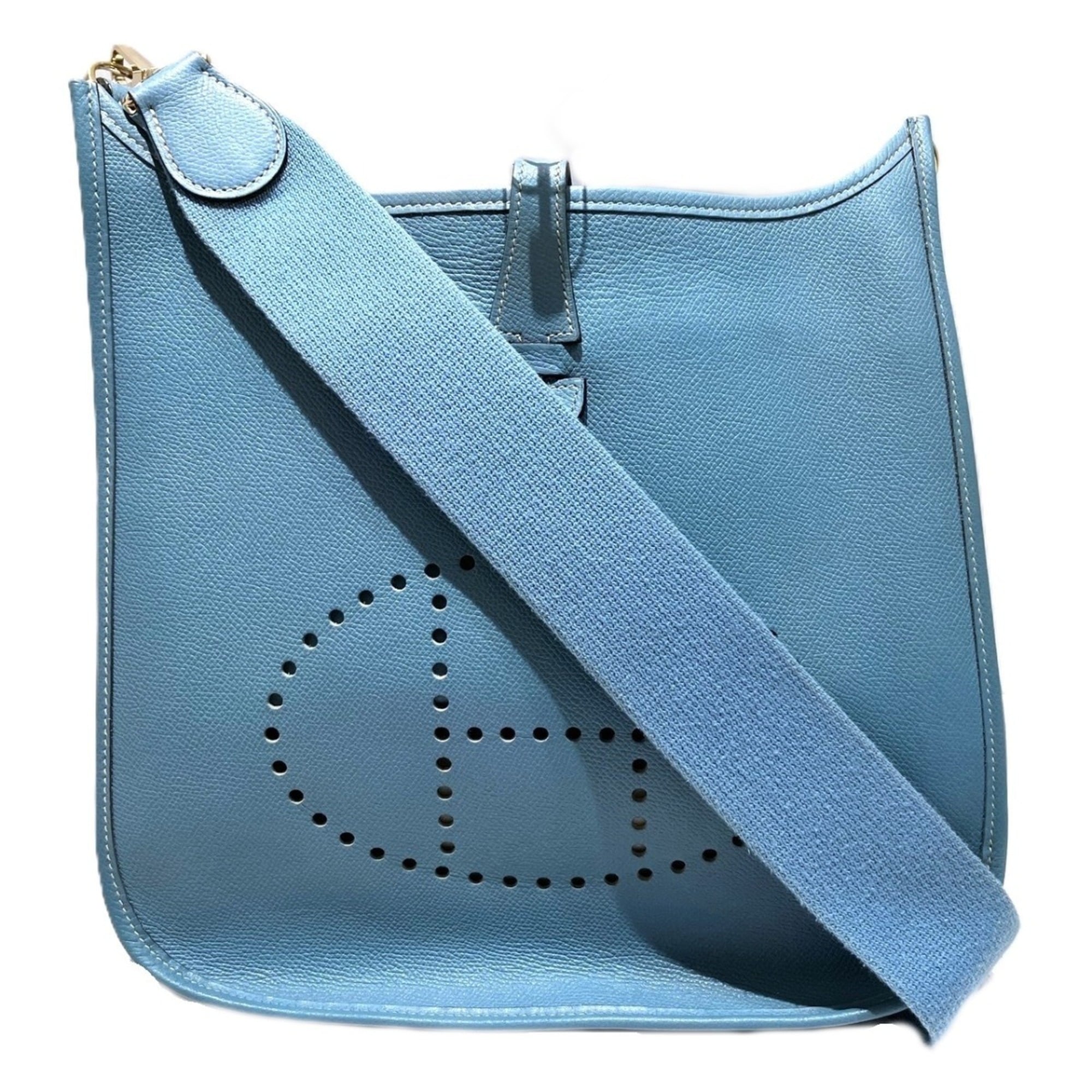 Hermes Sky Blue Taurillon Clemence Leather Shoulder Bag (Pre-Owned)