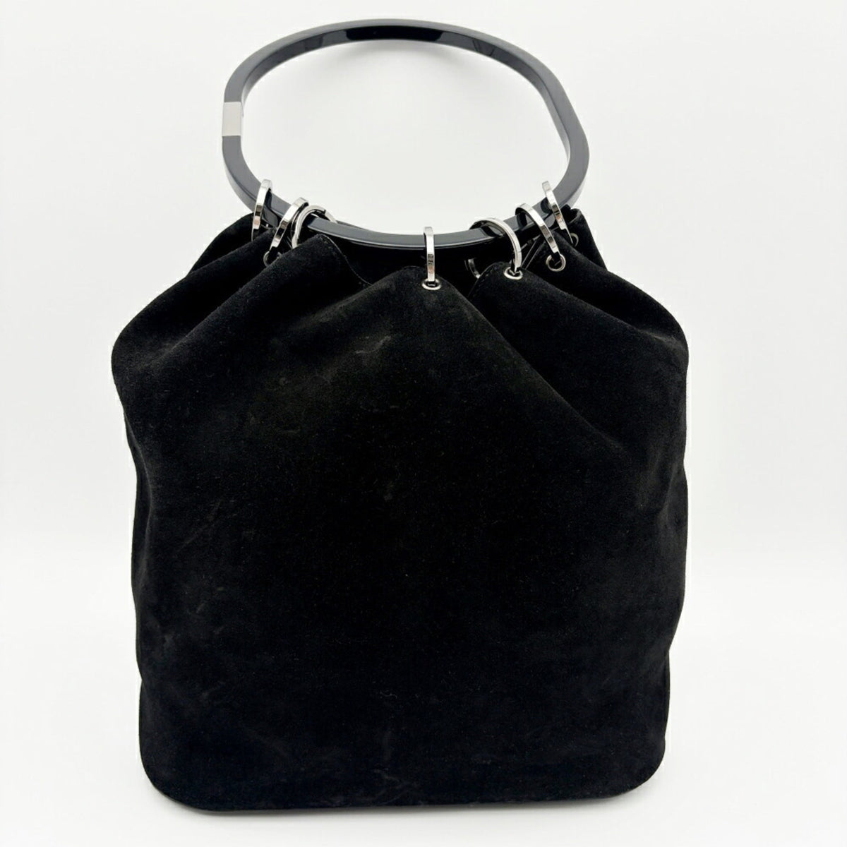 Gucci Black Suede Leather Plastic Handbag (Pre-Owned)