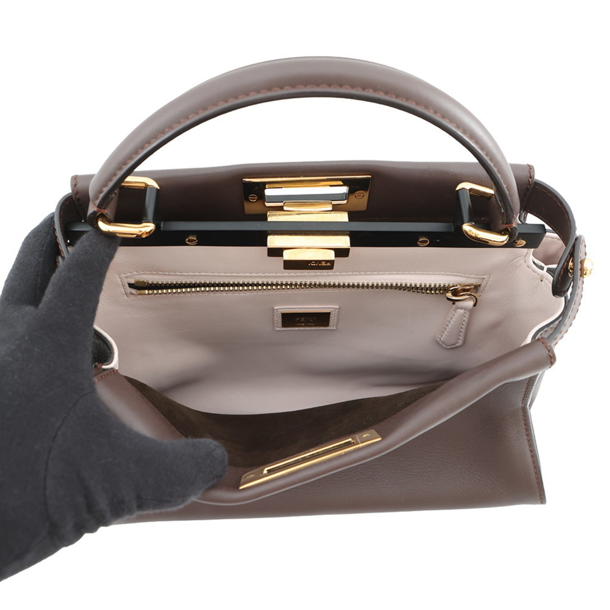 Fendi Brown Leather Handbag Shoulder Bag (Pre-Owned)