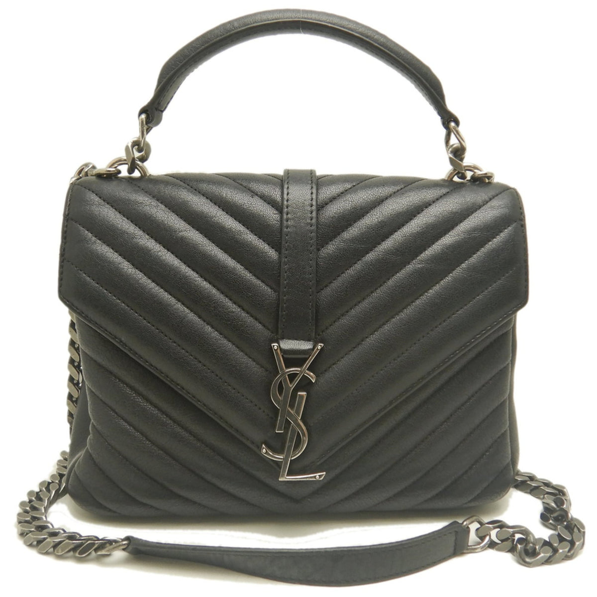 Yves Saint Laurent Black Leather School Bag Shoulder Bag (Pre-Owned)