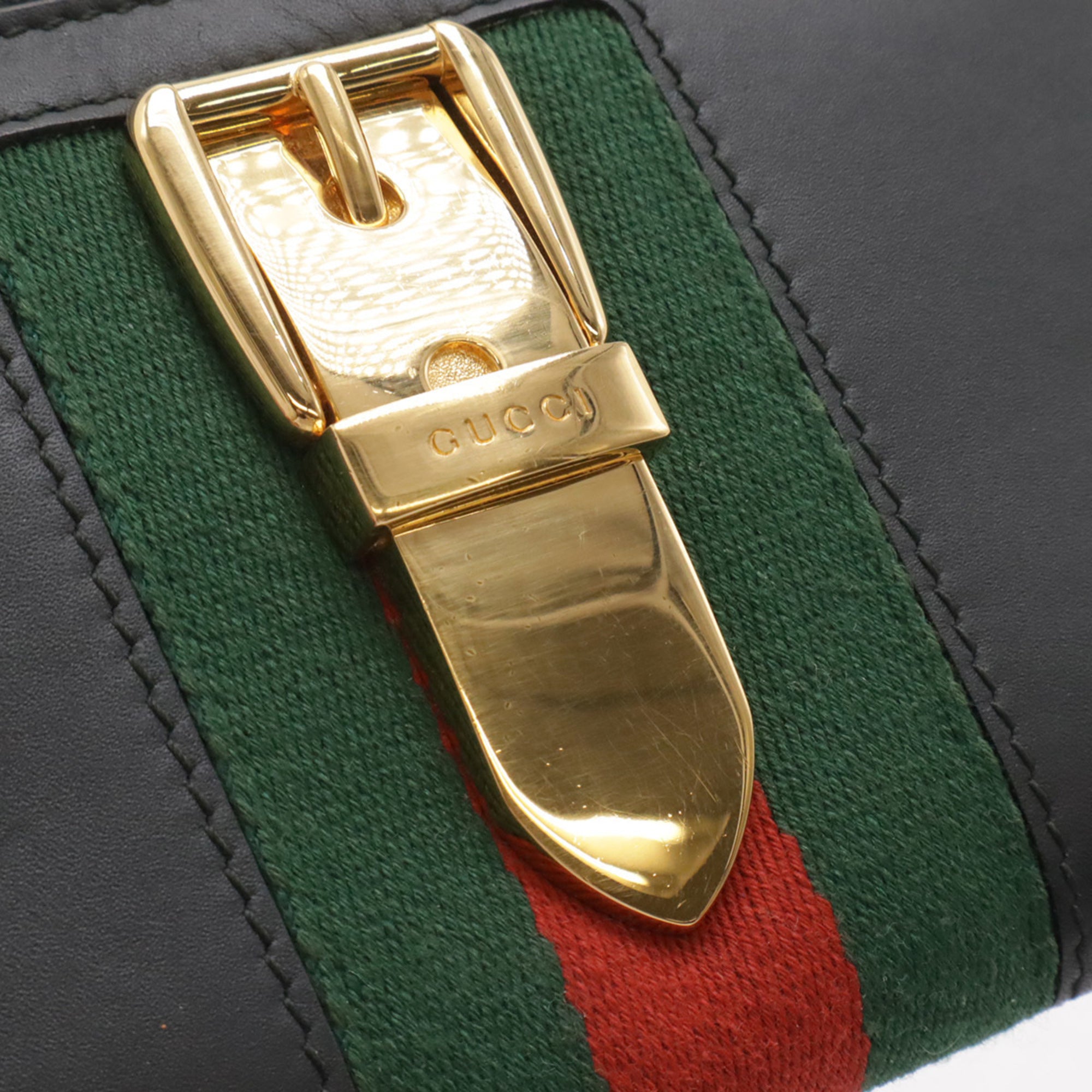 Gucci Black Green Red Color Leather Coin Purse/Coin Case (Pre-Owned)