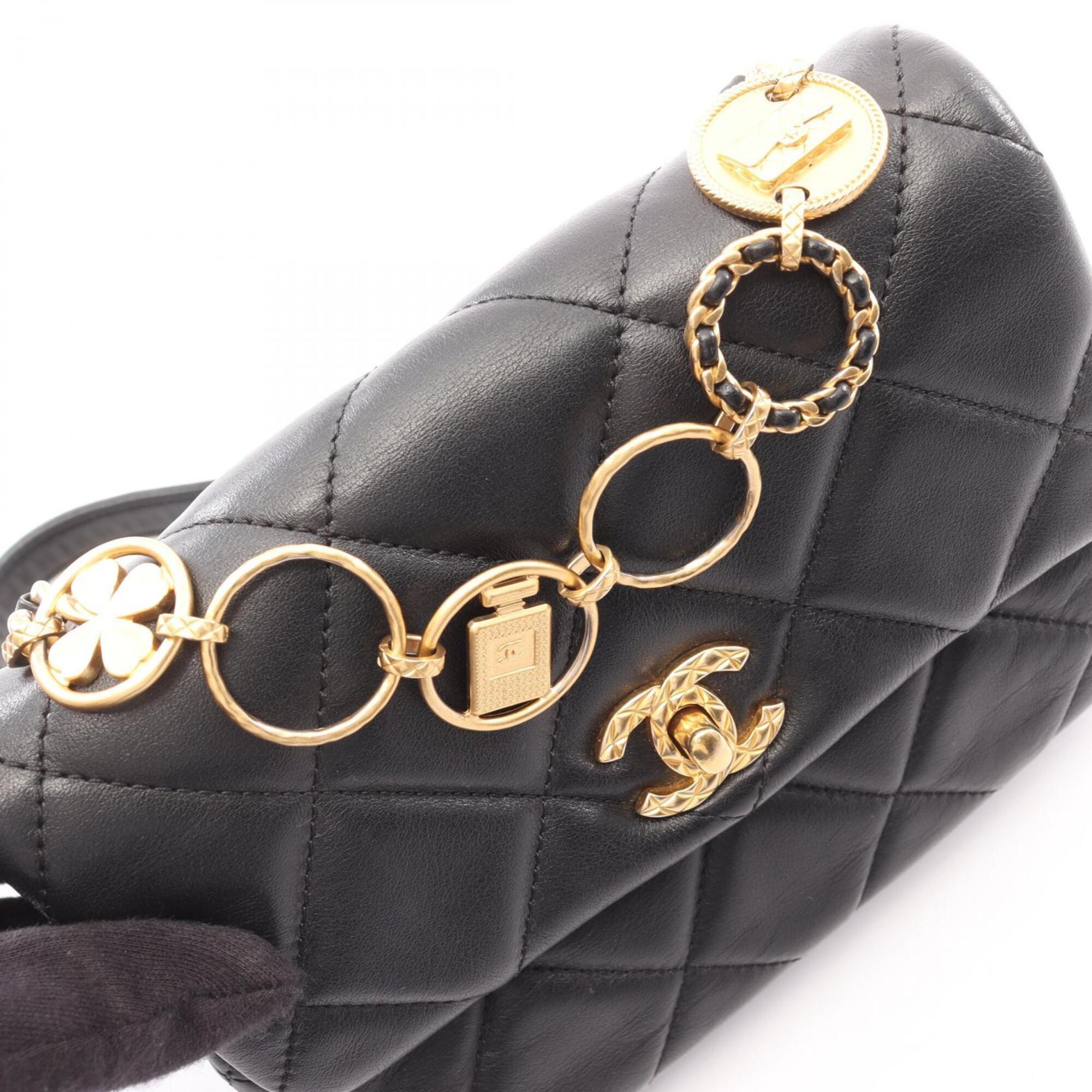 Chanel Black Leather Handbag Shoulder Bag (Pre-Owned)