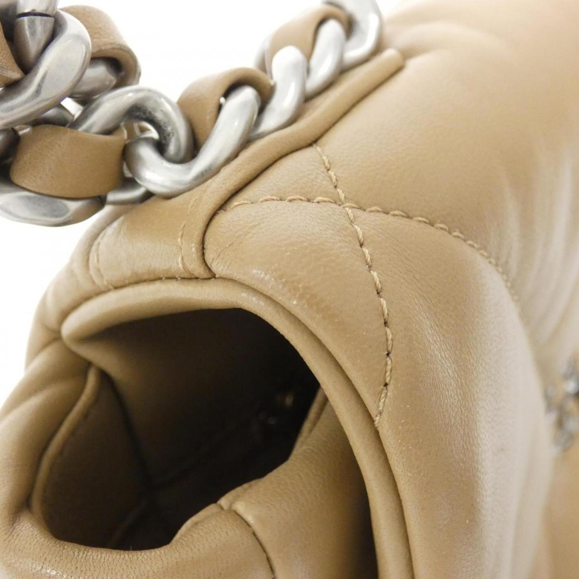 Chanel Dark Beige Leather Shoulder Bag (Pre-Owned)