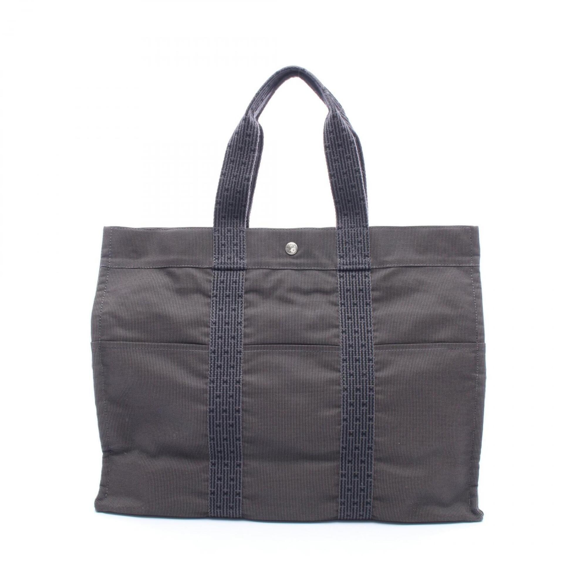 Hermes Gray Canvas Handbag Tote Bag (Pre-Owned)