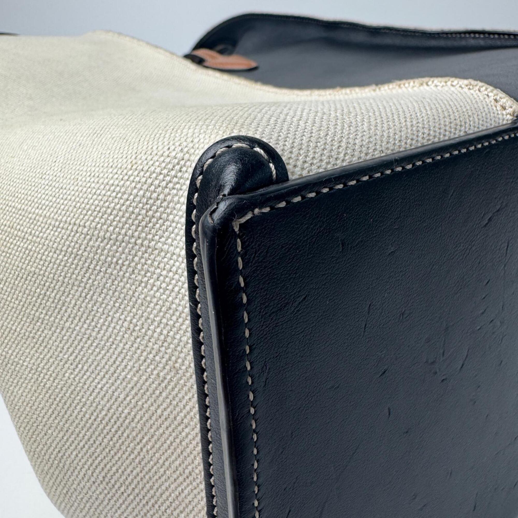 Tod's Beige Brown Canvas Leather Pouch Shopping Bag Tote Bag (Pre-Owned)