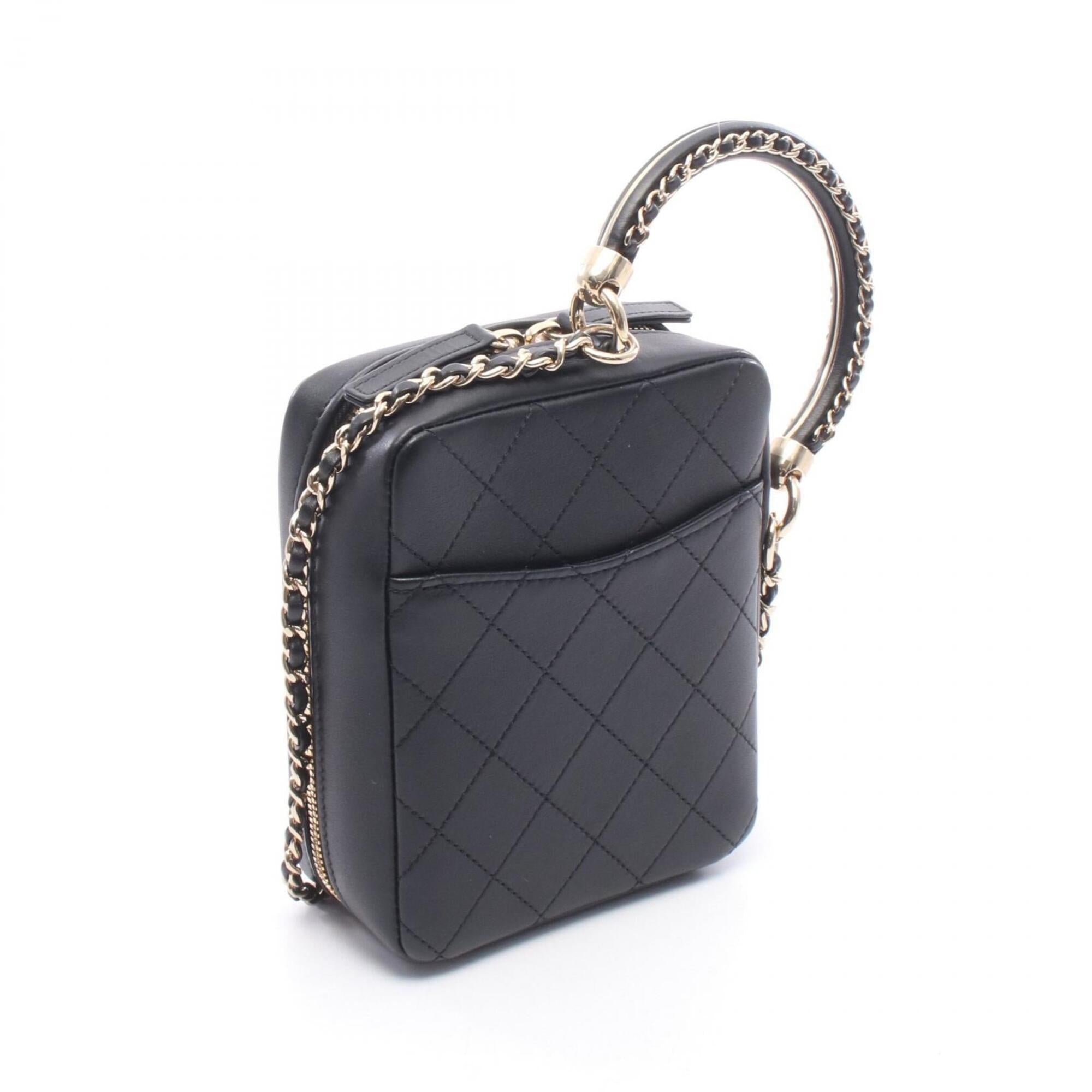 Chanel Black Leather Handbag Shoulder Bag (Pre-Owned)