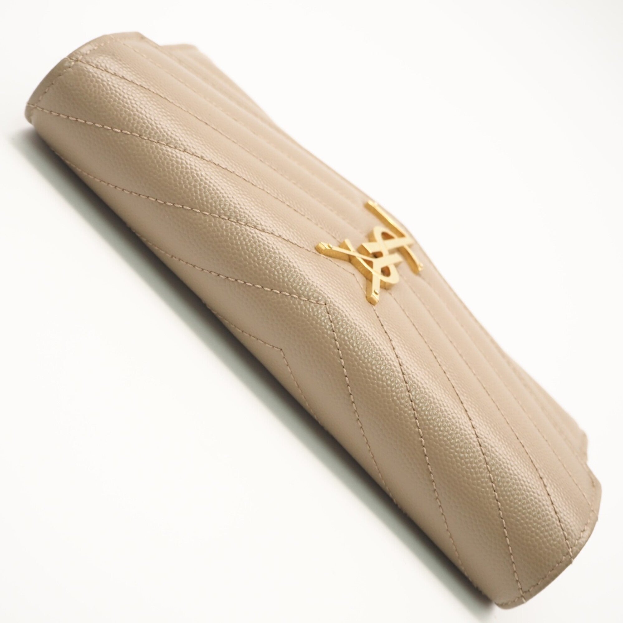 Yves Saint Laurent Beige Leather Long Wallet (Bi-Fold) (Pre-Owned)