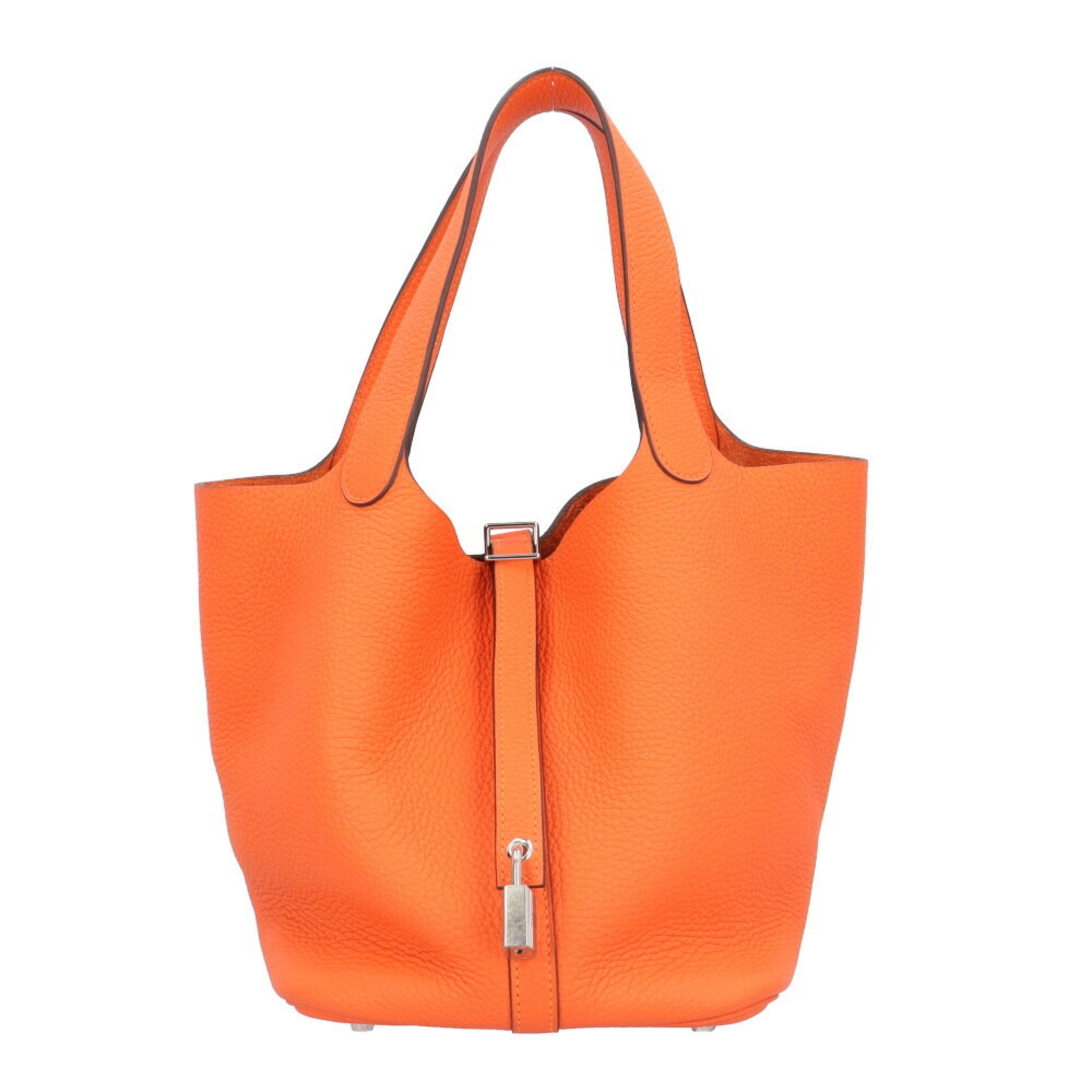 Hermes Orange Taurillon Clemence Leather Handbag (Pre-Owned)