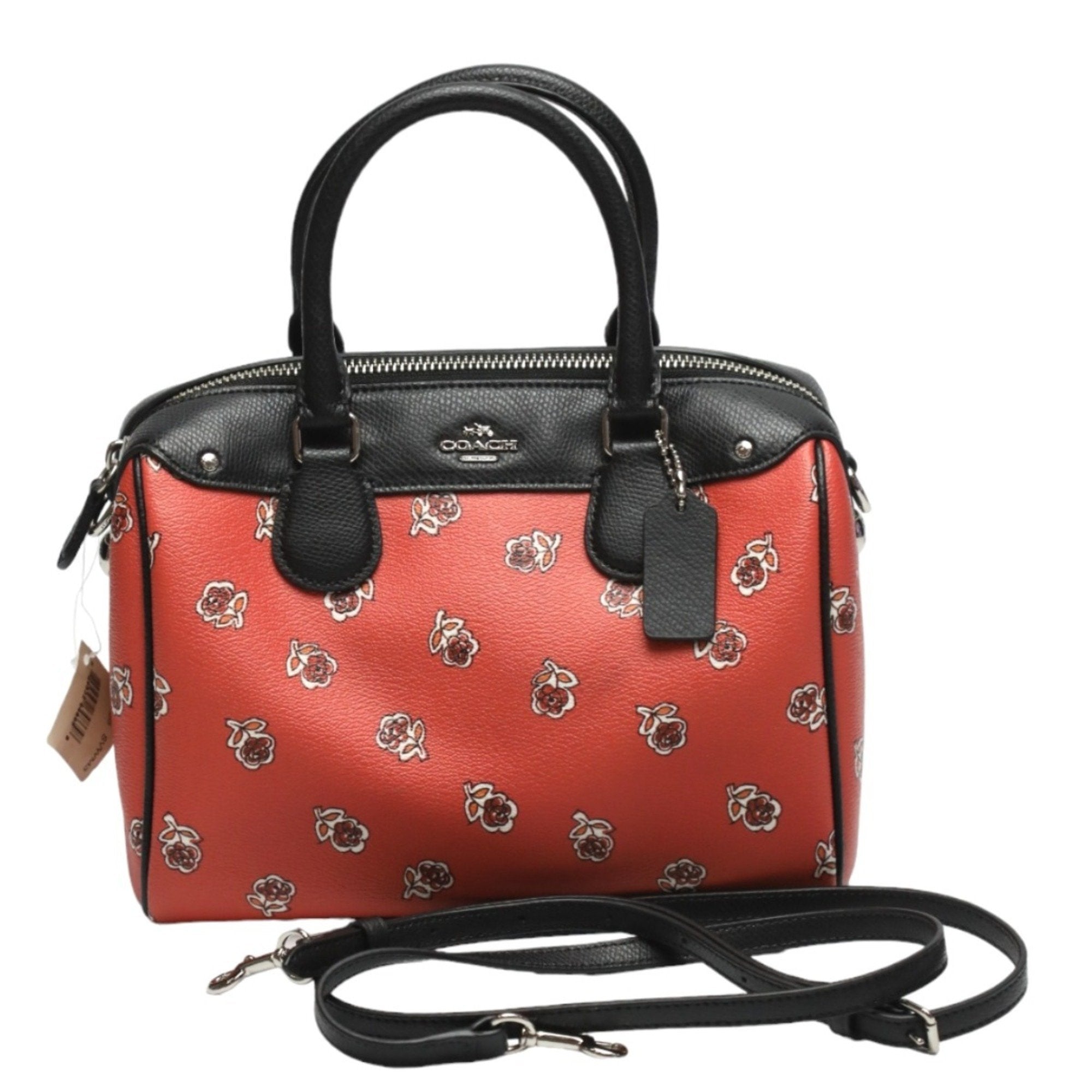 Coach Black Orange Leather Handbag Shoulder Bag (Pre-Owned)