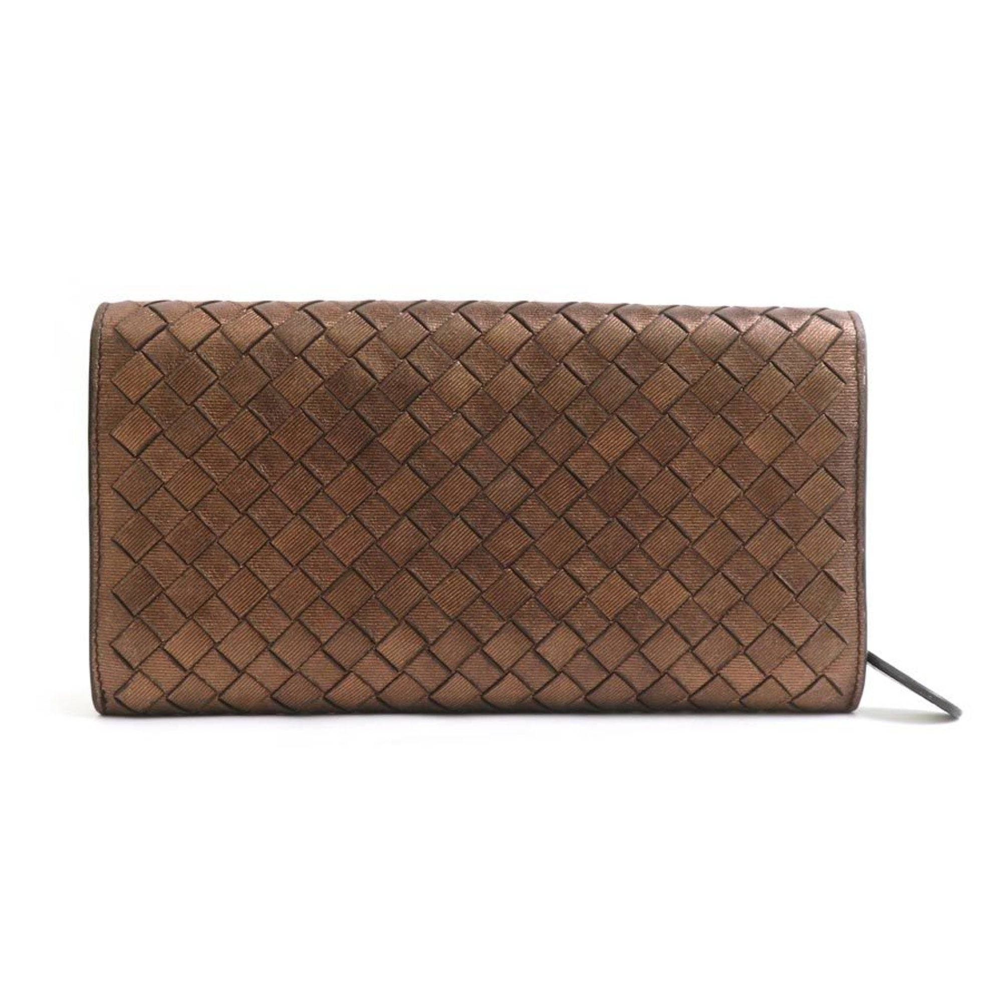 Bottega Veneta Metallic Brown Intrecciato Long Wallet (Bi-Fold) (Pre-Owned)