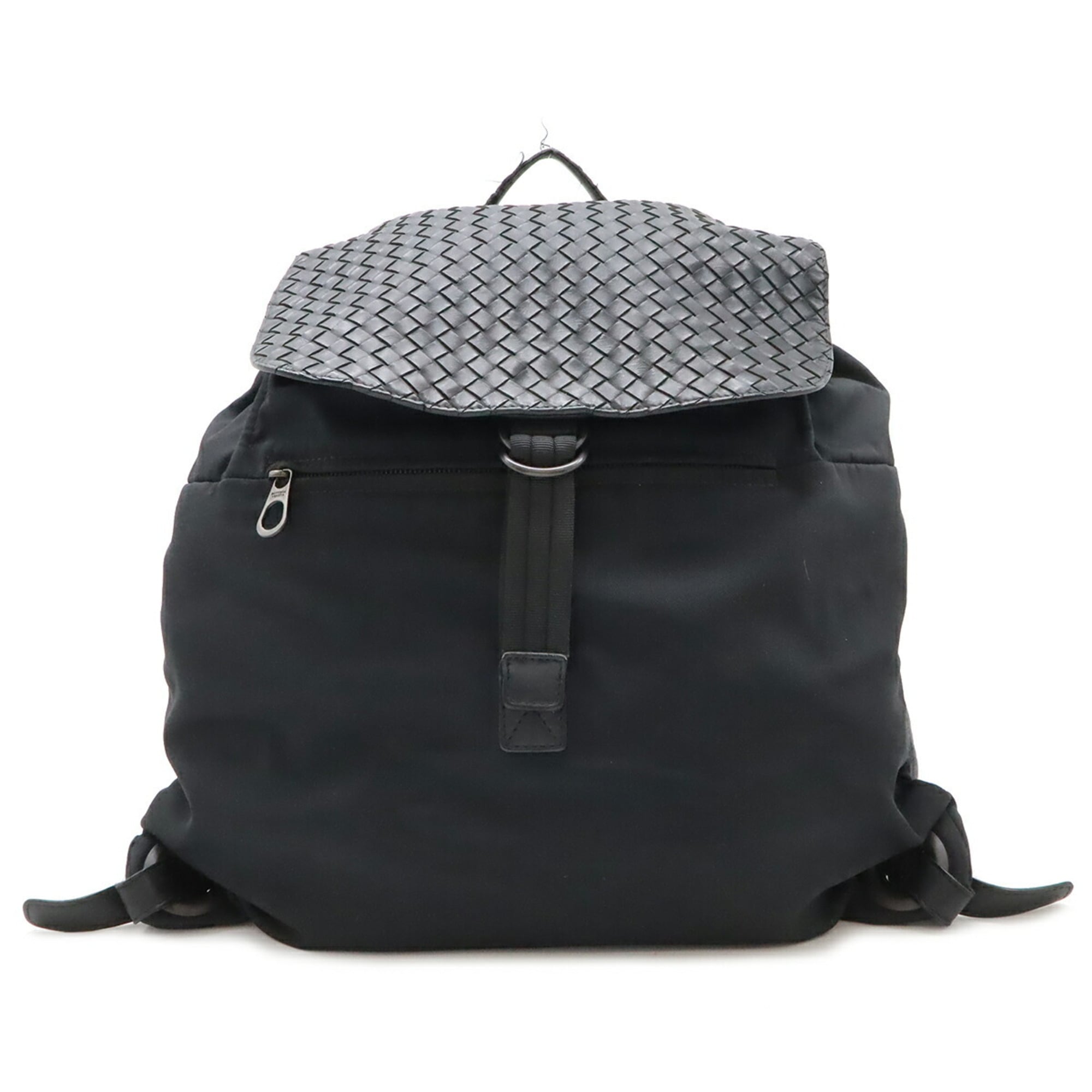 Bottega Veneta Black Nylon Leather Backpack (Pre-Owned)