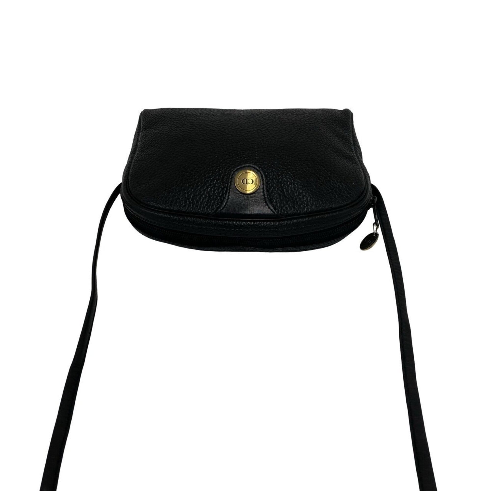 Christian Dior Black Leather Pochette Shoulder Bag (Pre-Owned)