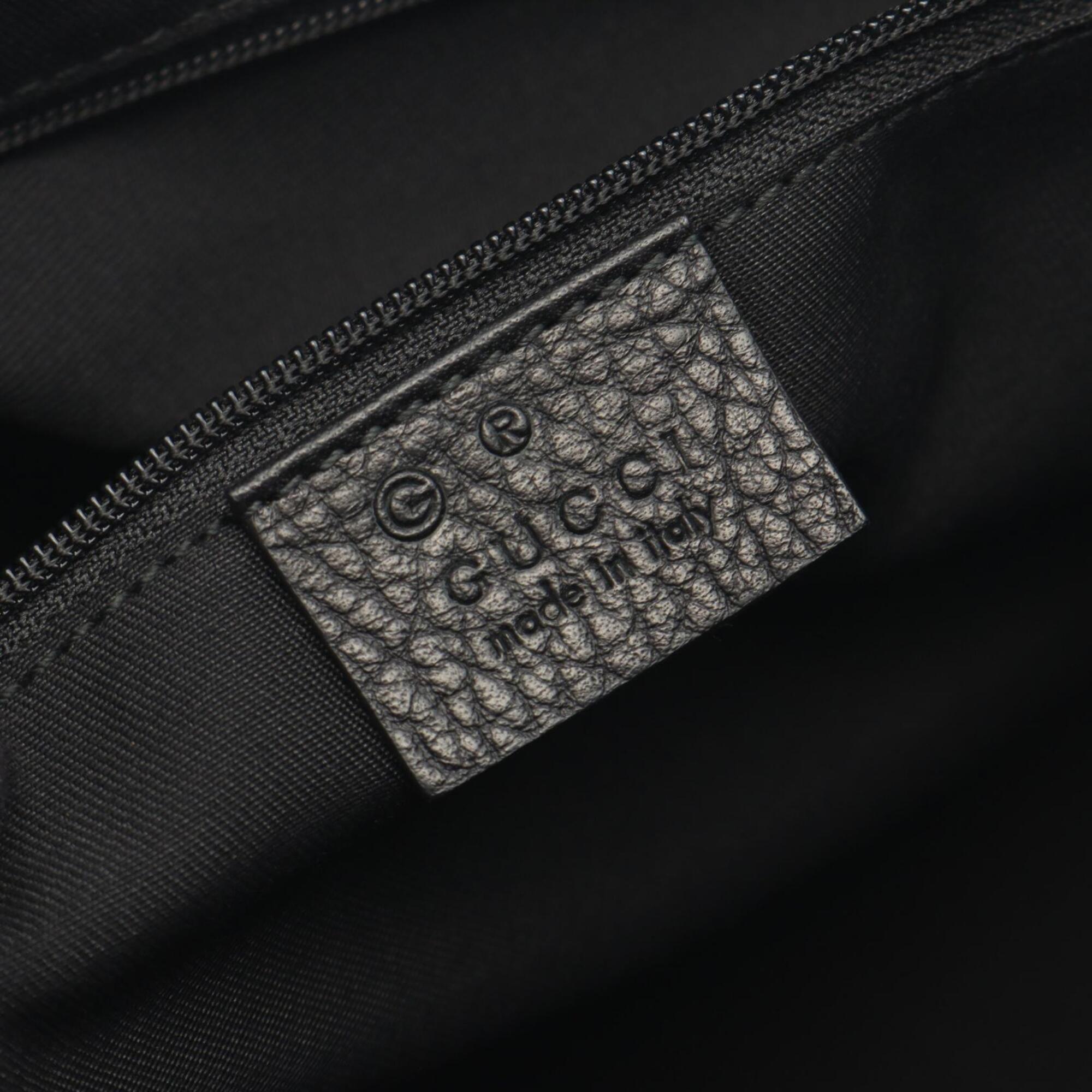 Gucci Black Gg Canvas Leather Handbag Tote Bag (Pre-Owned)