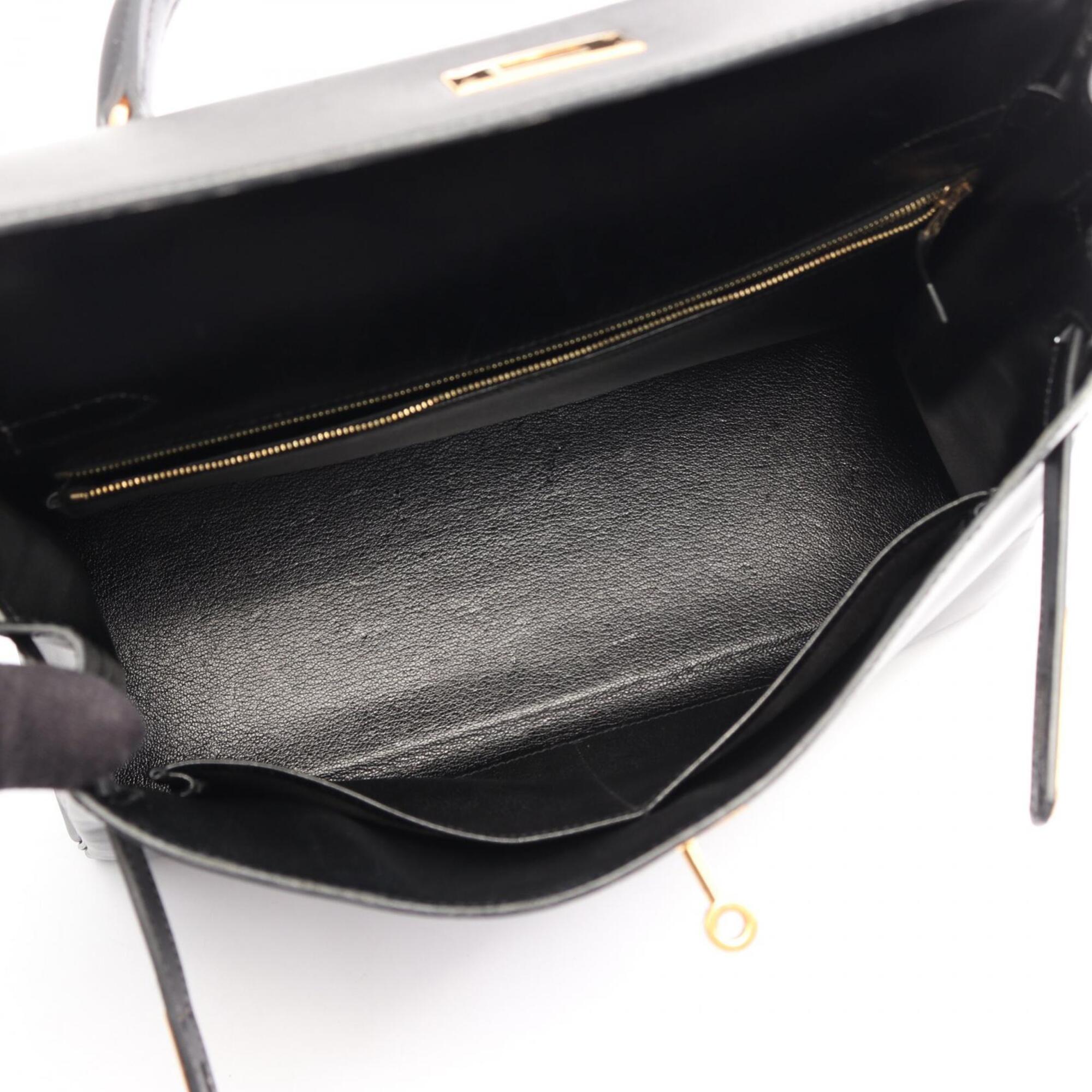 Hermes Black Box Calf Leather Handbag (Pre-Owned)