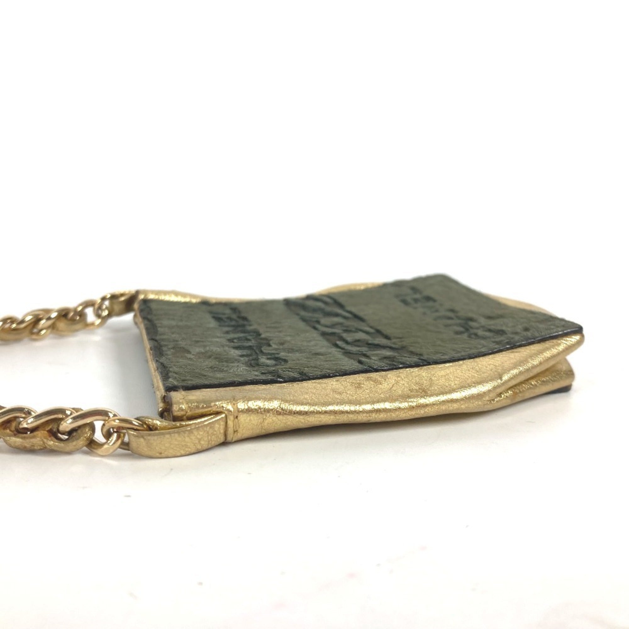 Chanel Gold Khaki Leather Pochette Shoulder Bag (Pre-Owned)