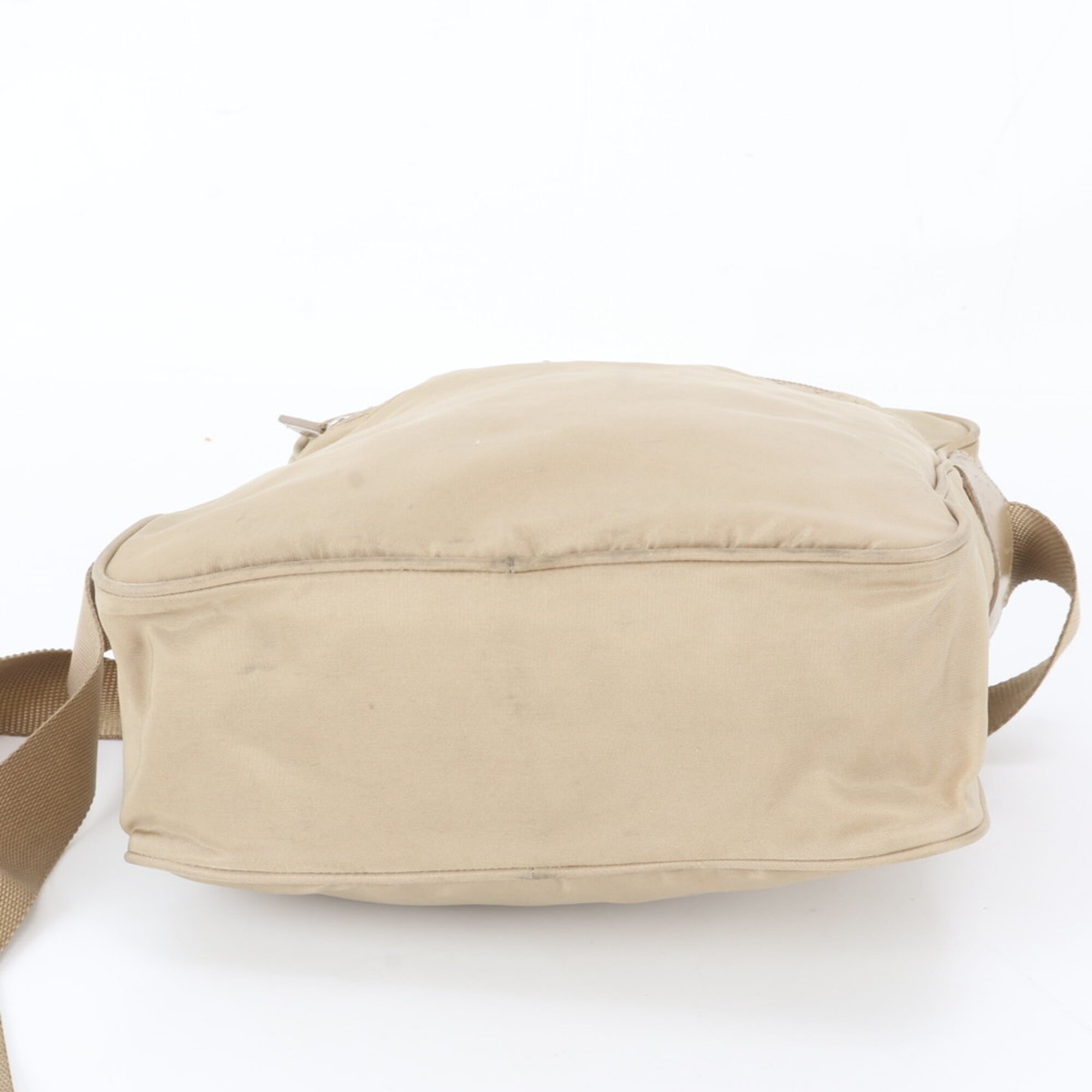 Prada Beige Leather Nylon Handbag Shoulder Bag Tote Bag (Pre-Owned)