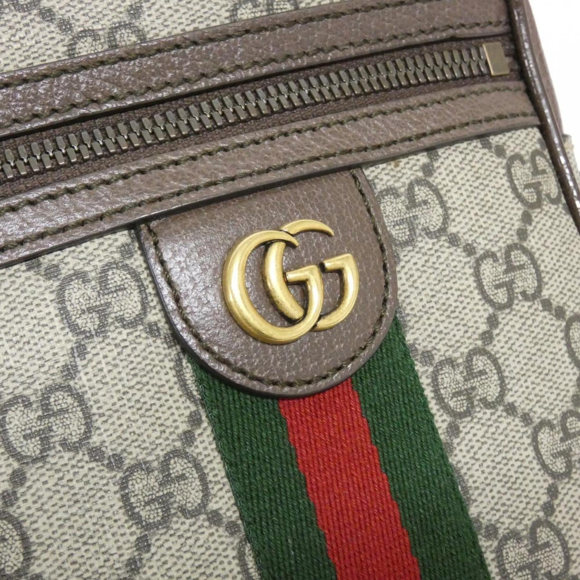 Gucci Beige Brown Gg Supreme Canvas Shoulder Bag (Pre-Owned)