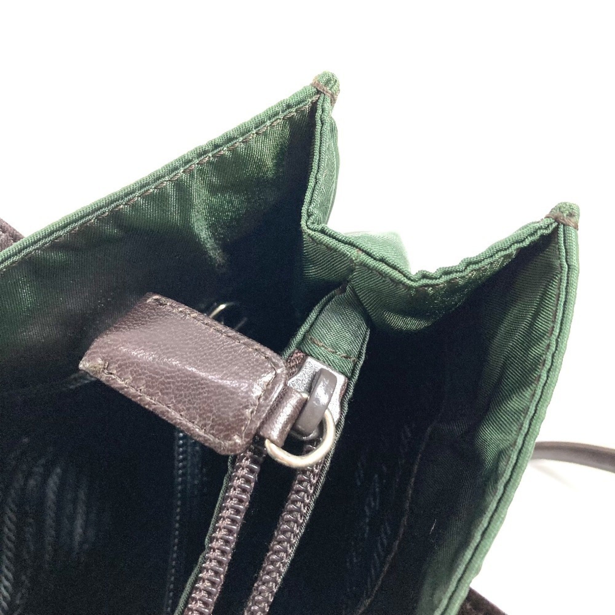 Prada Khaki Nylon Handbag Shoulder Bag Tote Bag (Pre-Owned)