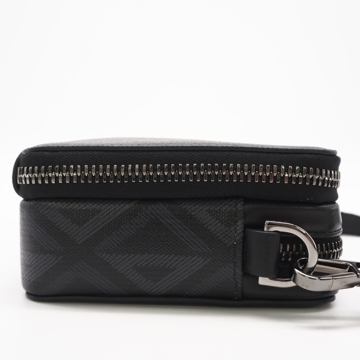 Christian Dior Black Gray Coated Canvas Leather Shoulder Bag (Pre-Owned)