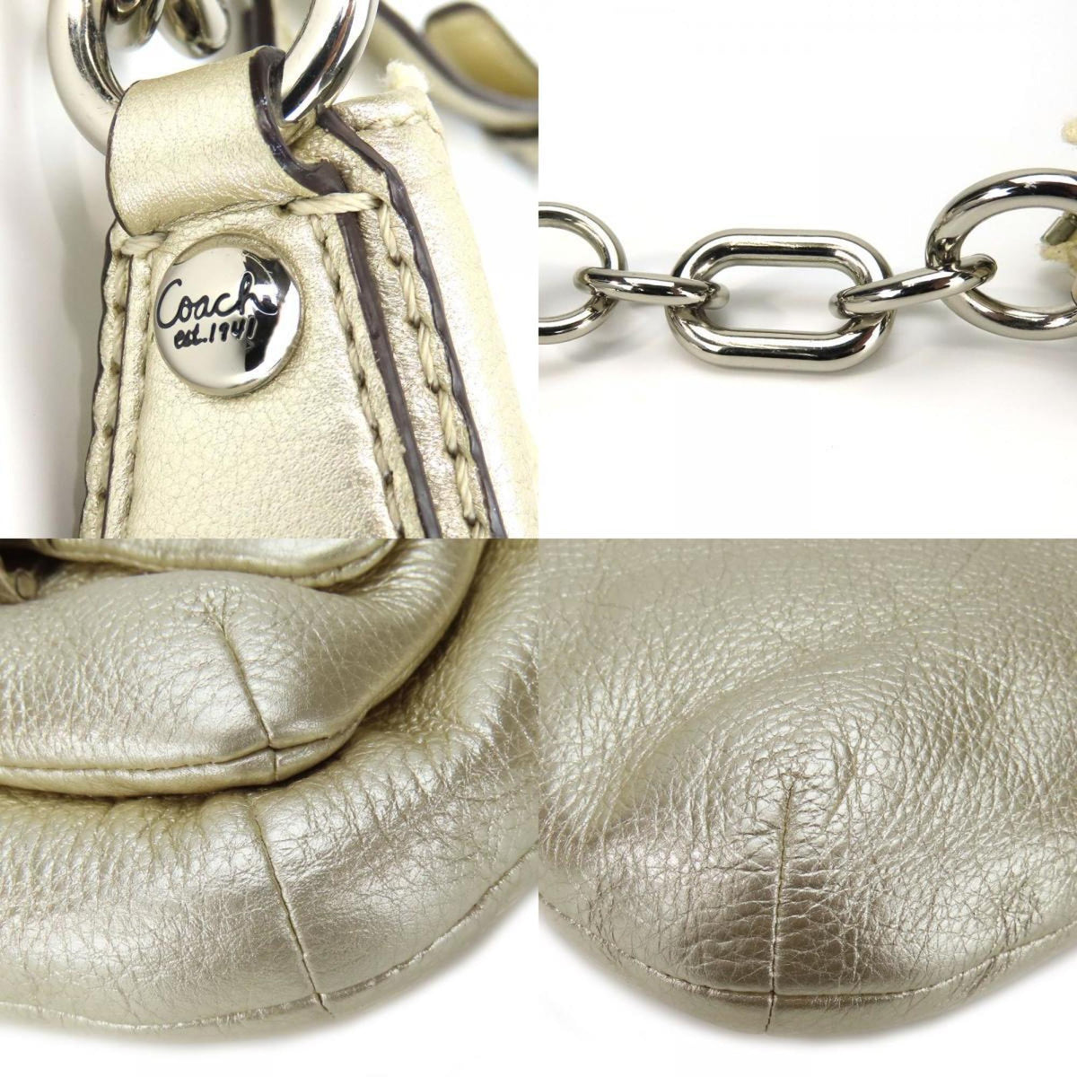 Coach Champagne Gold Leather Pochette Shoulder Bag (Pre-Owned)